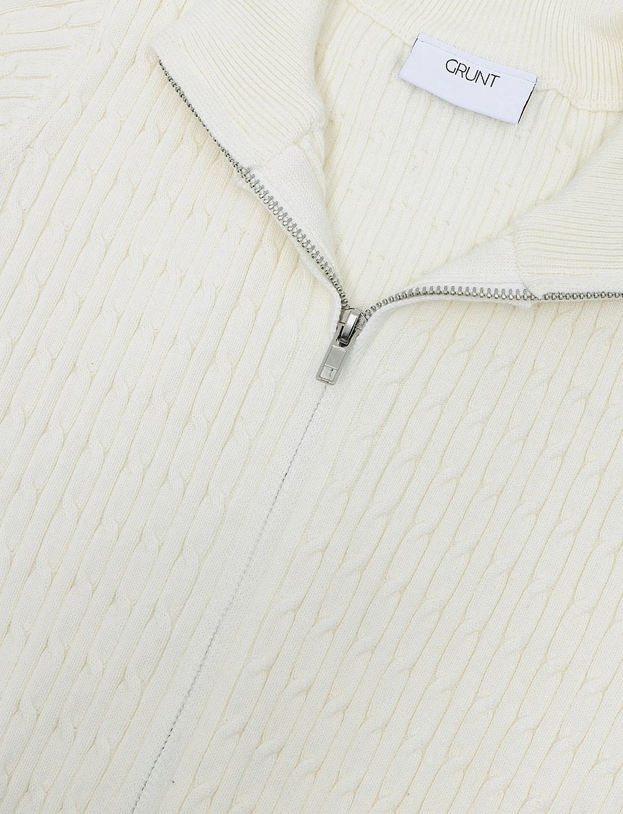 Grunt - GRHoatxin Zip Knit - cardigans - off white - 2