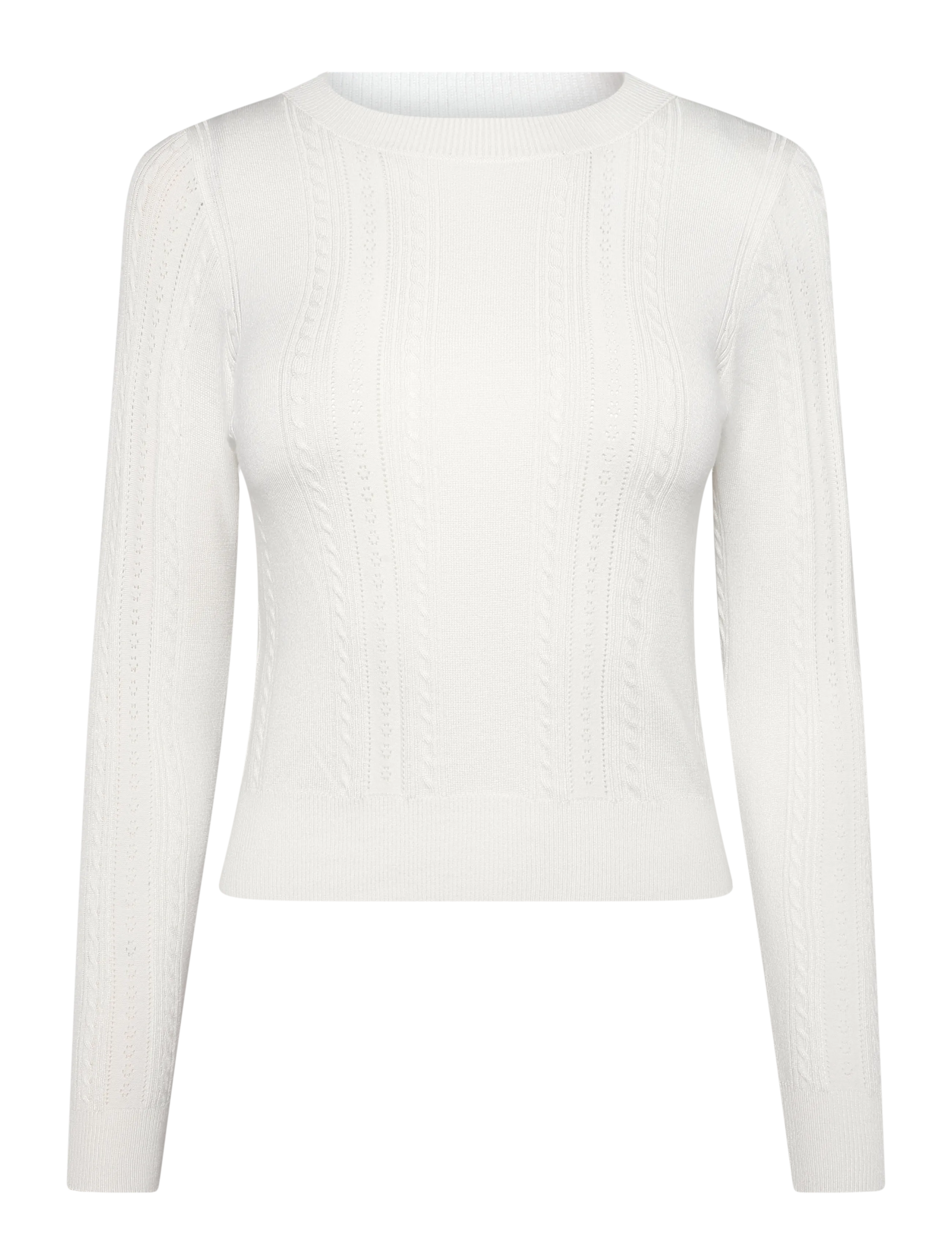 Grunt GRHilda VIS LS Knit - Riided - OFF WHITE / white