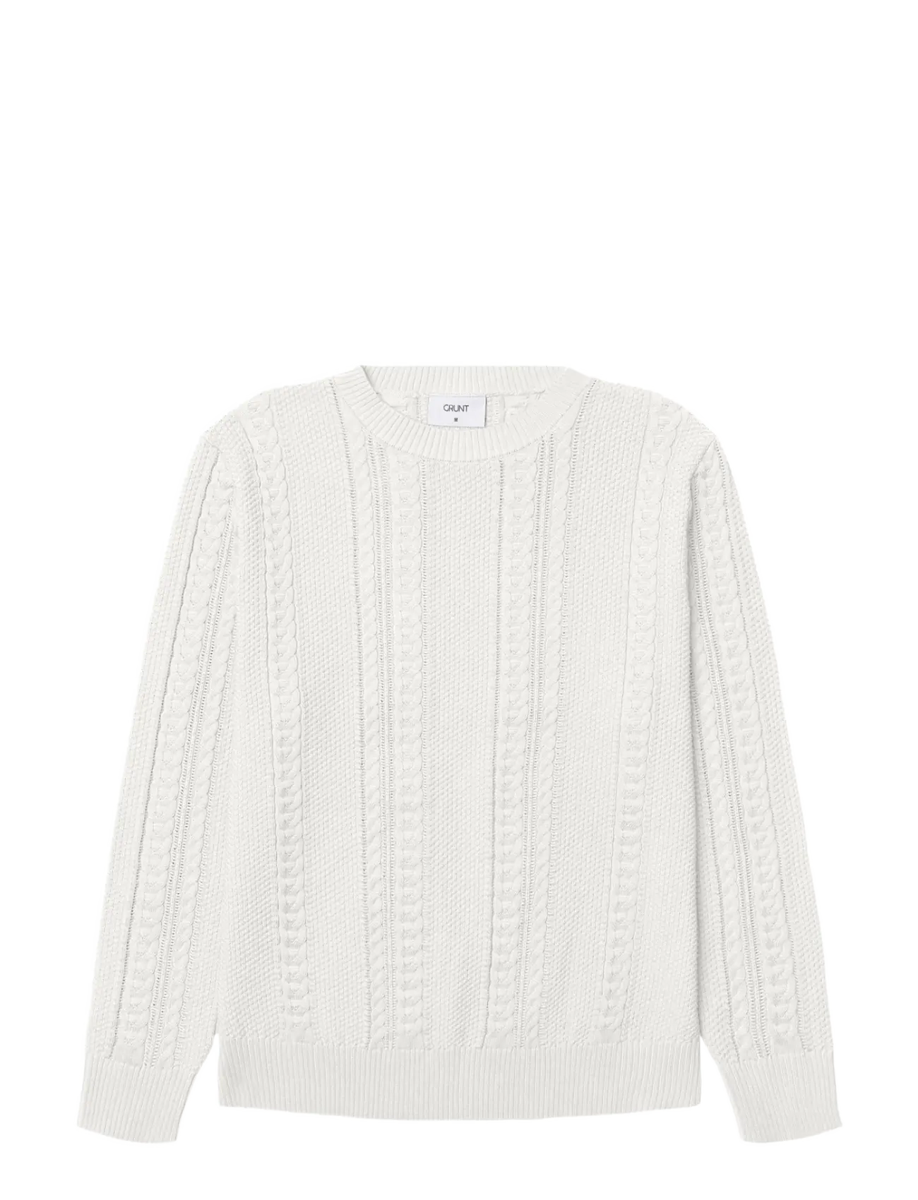 Grunt Grurso Cable Ls Crew Knit, 146/152, Cream, Strik > Pullovere, Børn