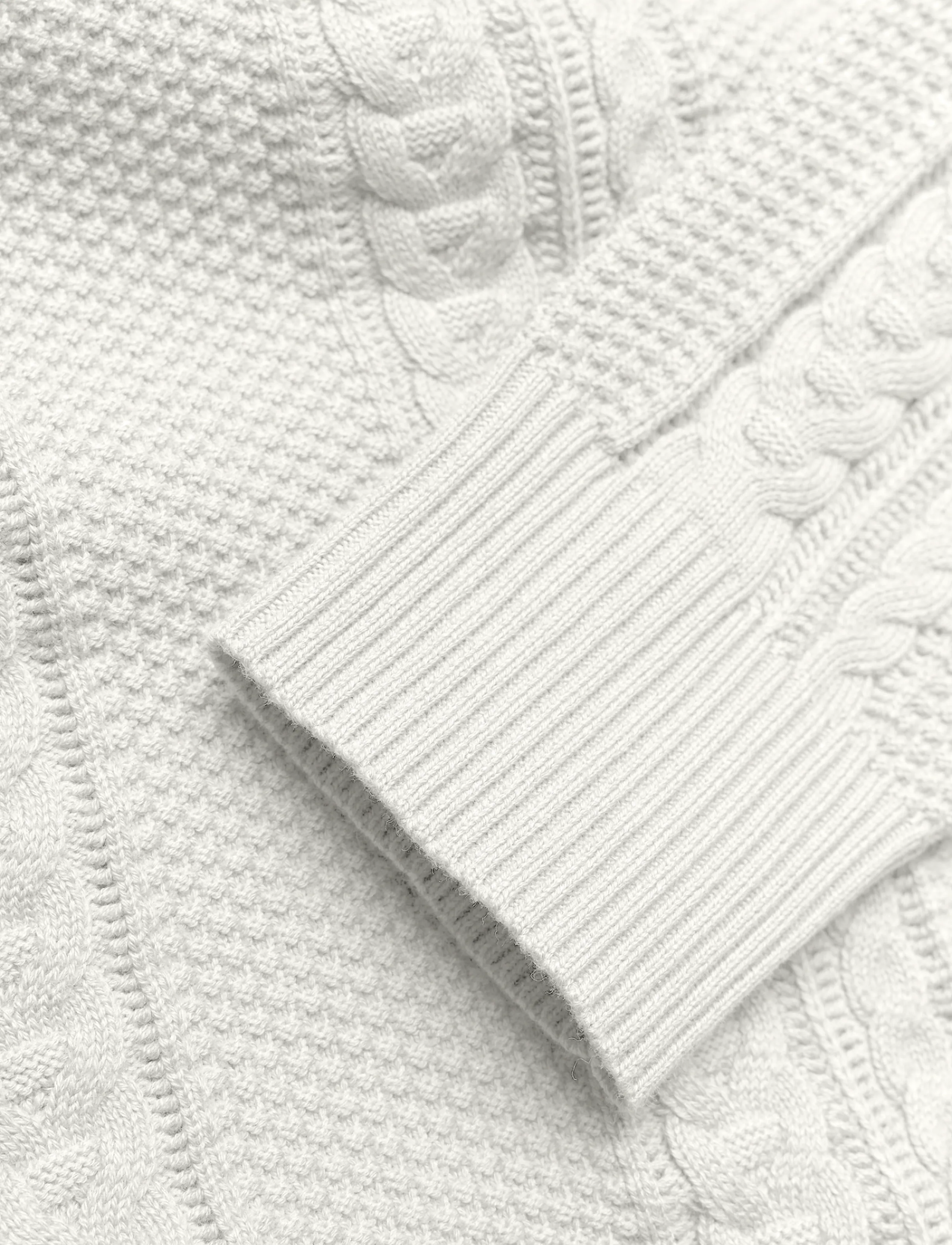 Grunt - GRUrso Cable LS Crew Knit - cream - 3