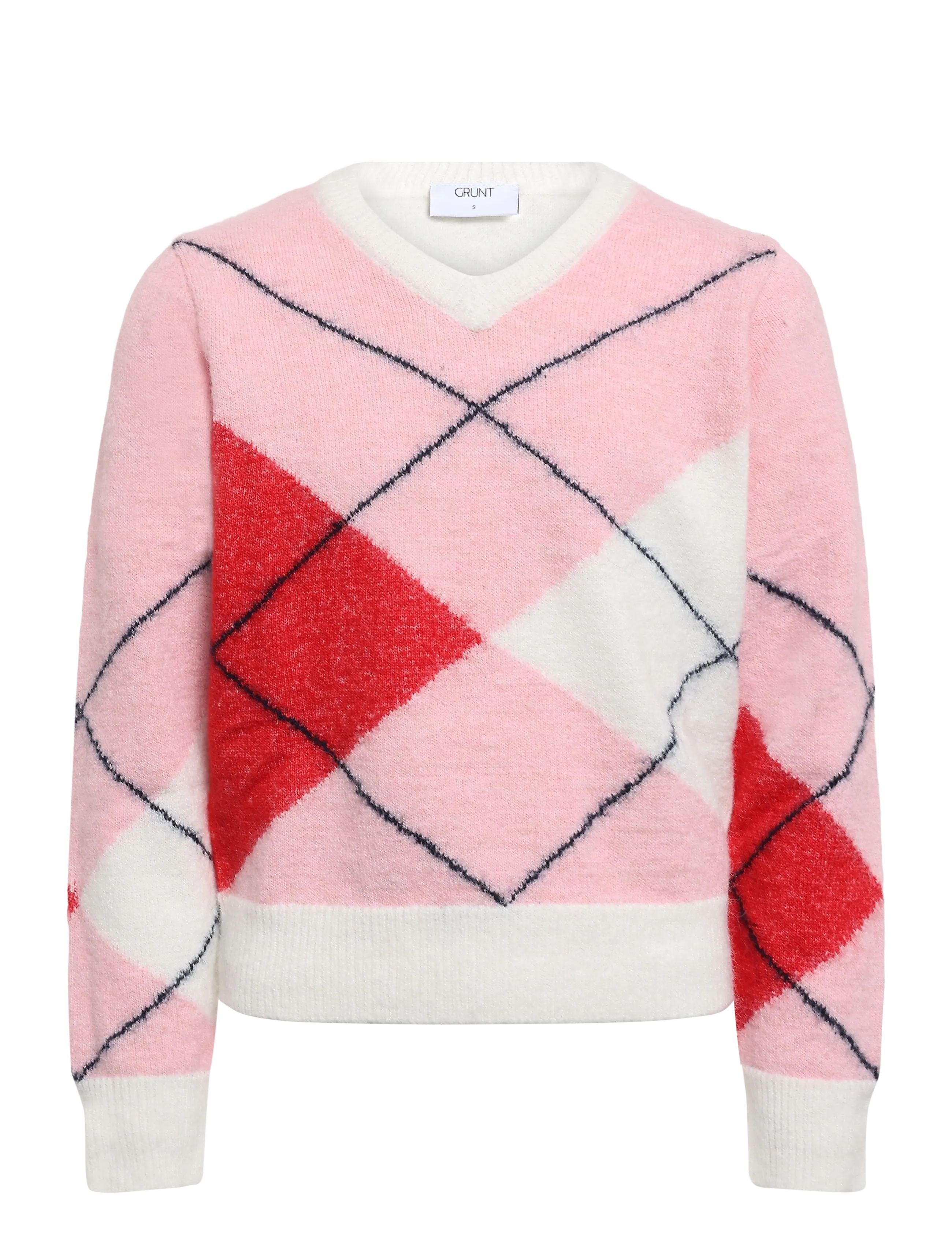 Grunt GRFie V-neck knit - Kleidung - RED / pink/rose