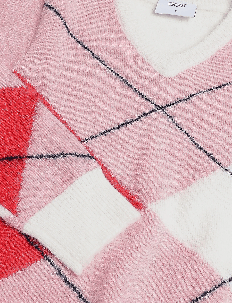 Grunt - GRFie V-neck knit - pullover - red - 2