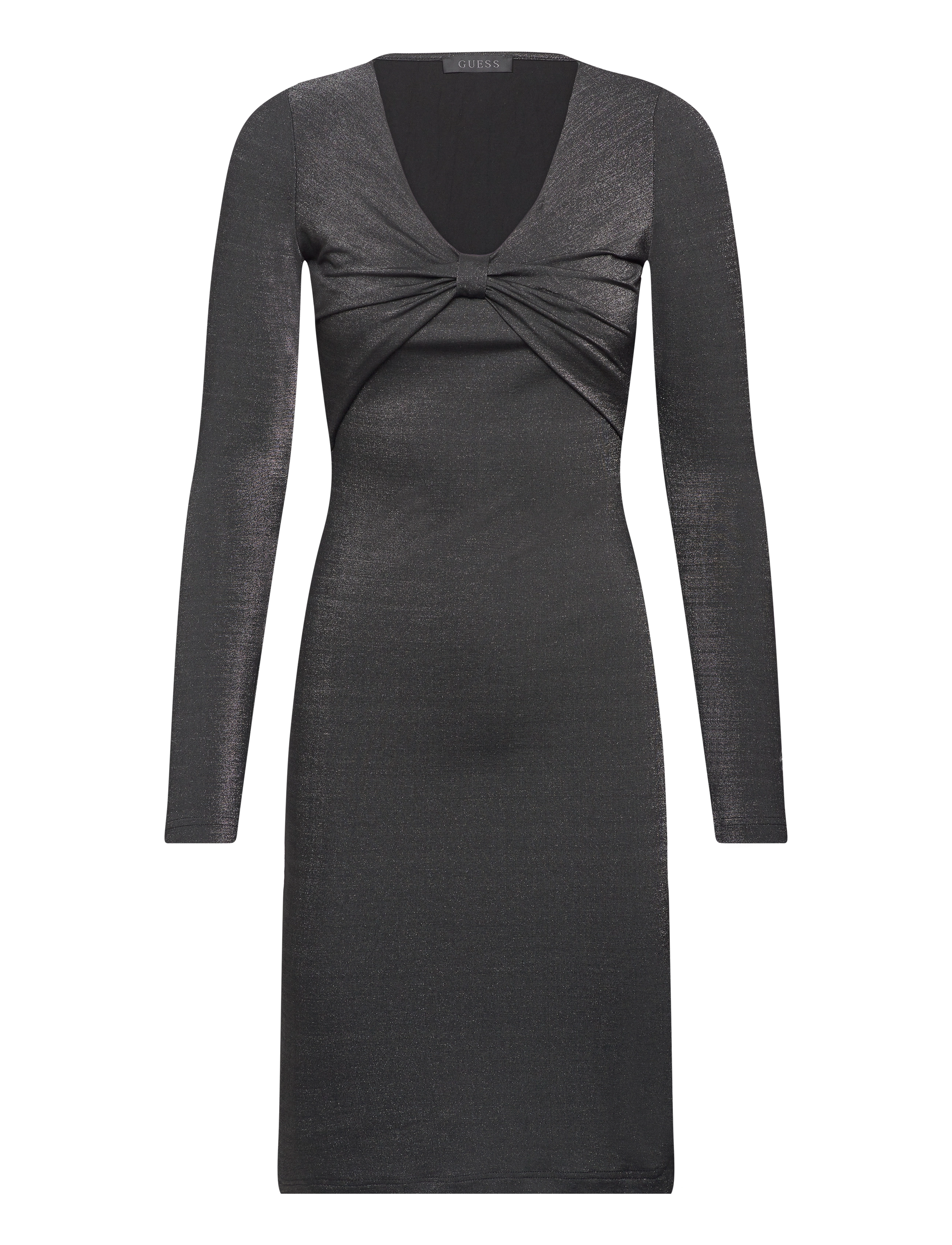 GUESS Jeans LS NK KNOT CLOTILDE DRESS - Fodralklänningar - BLACK FOIL / black