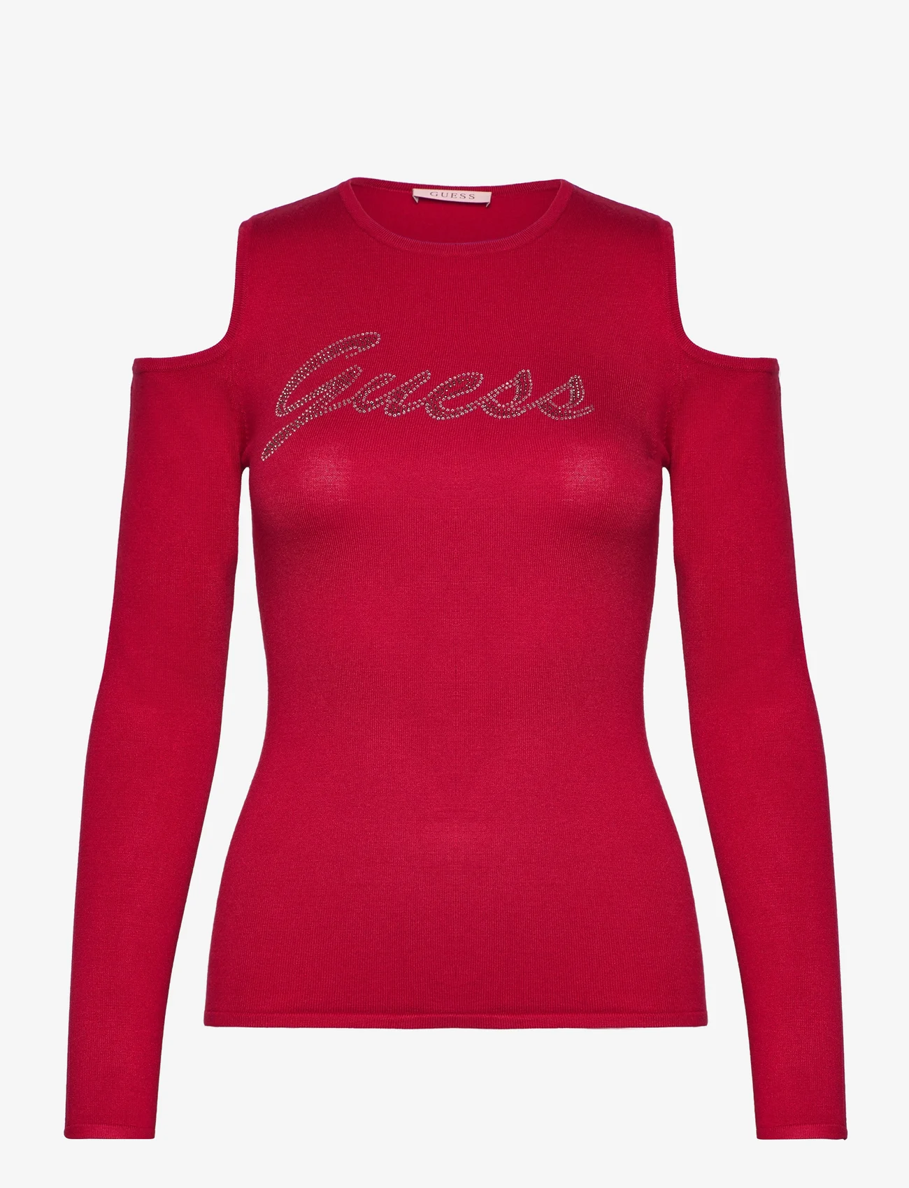 GUESS Jeans - LS COLD SHLDR GUESS LOGO SWTR - langärmlige tops - chili red - 0