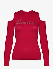 GUESS Jeans - LS COLD SHLDR GUESS LOGO SWTR - langærmede toppe - chili red - 0