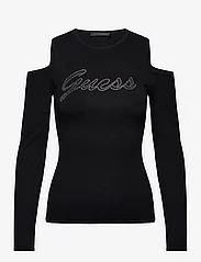 GUESS Jeans - LS COLD SHLDR GUESS LOGO SWTR - long-sleeved tops - jet black a996 - 0
