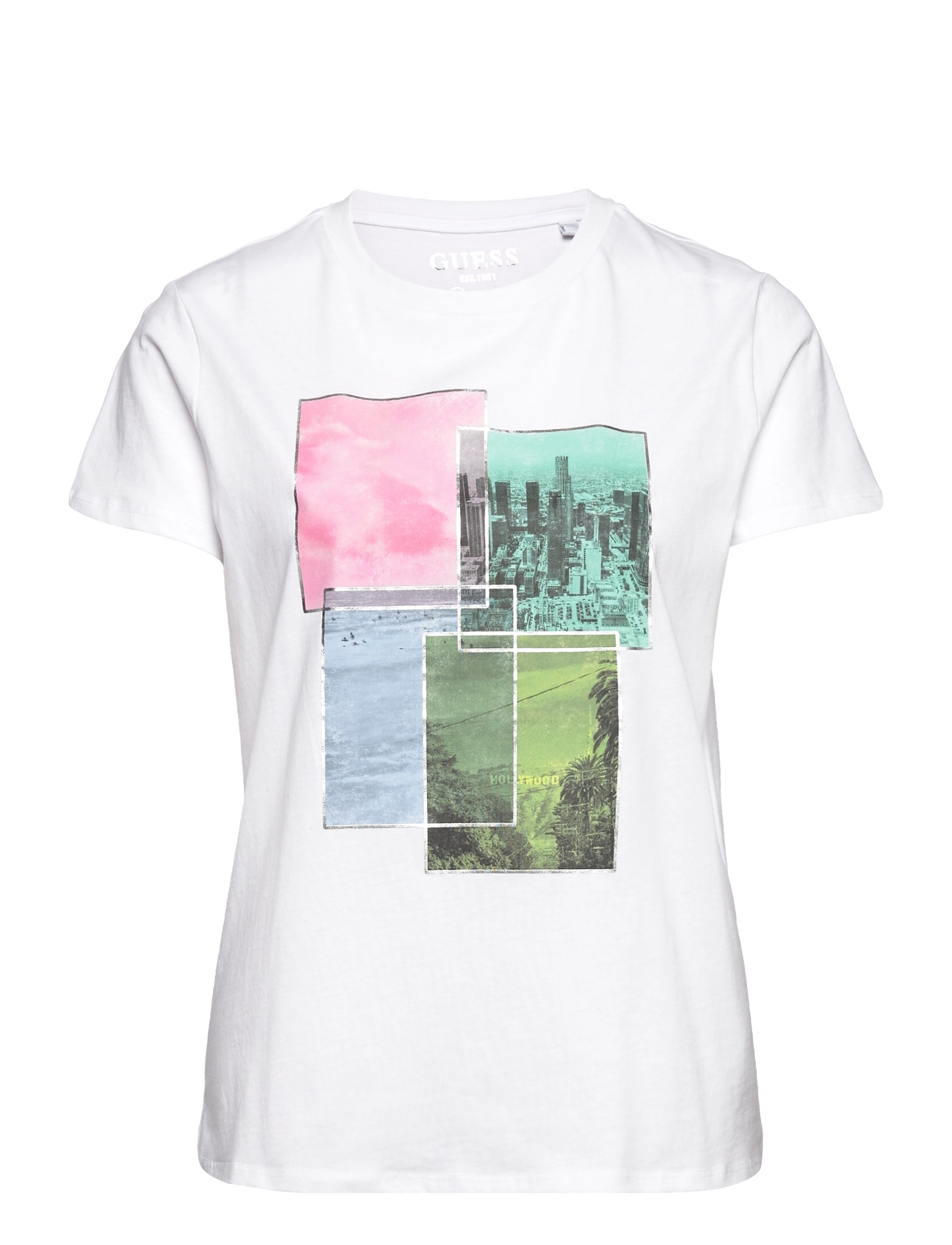 GUESS Jeans - SS VIEWS OF CALI ESY TEE - pure white - 0