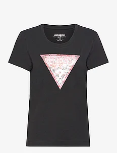 SS RN SATIN TRIANGLE TEE, GUESS Jeans