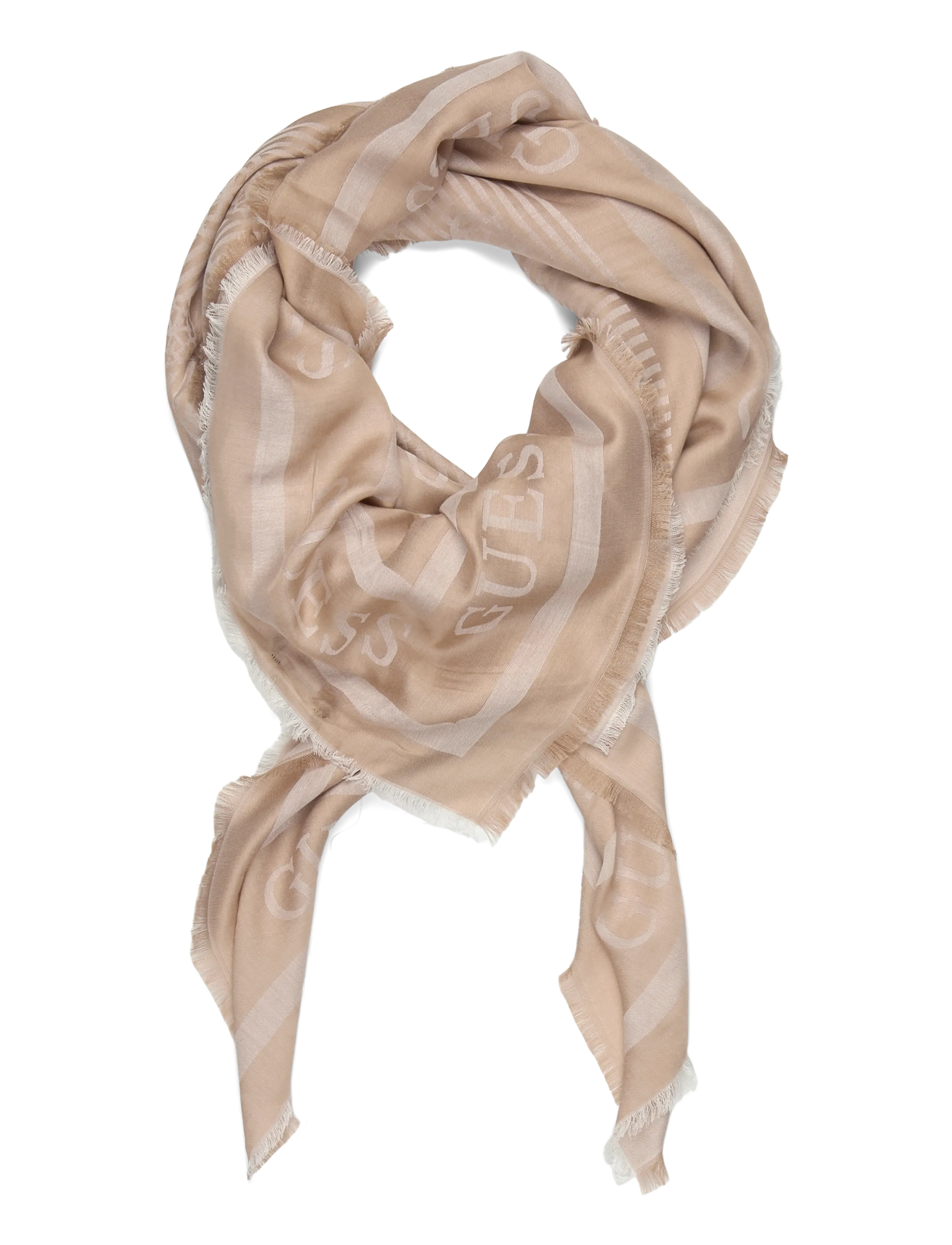 GUESS ELLA LOGO JCQUD KEFIAH 130X130 - Transitional Layering - BEIGE LOGO / beige
