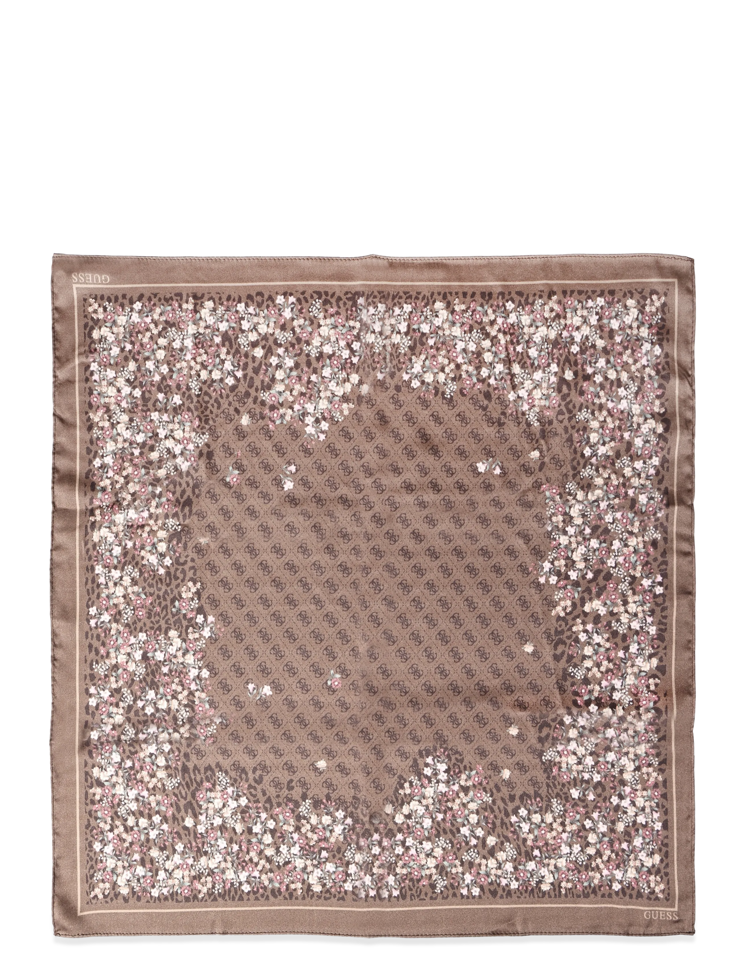 GUESS PRINTED SQUARE FOULARD 53X53 - GUESS - BROWN / brown
