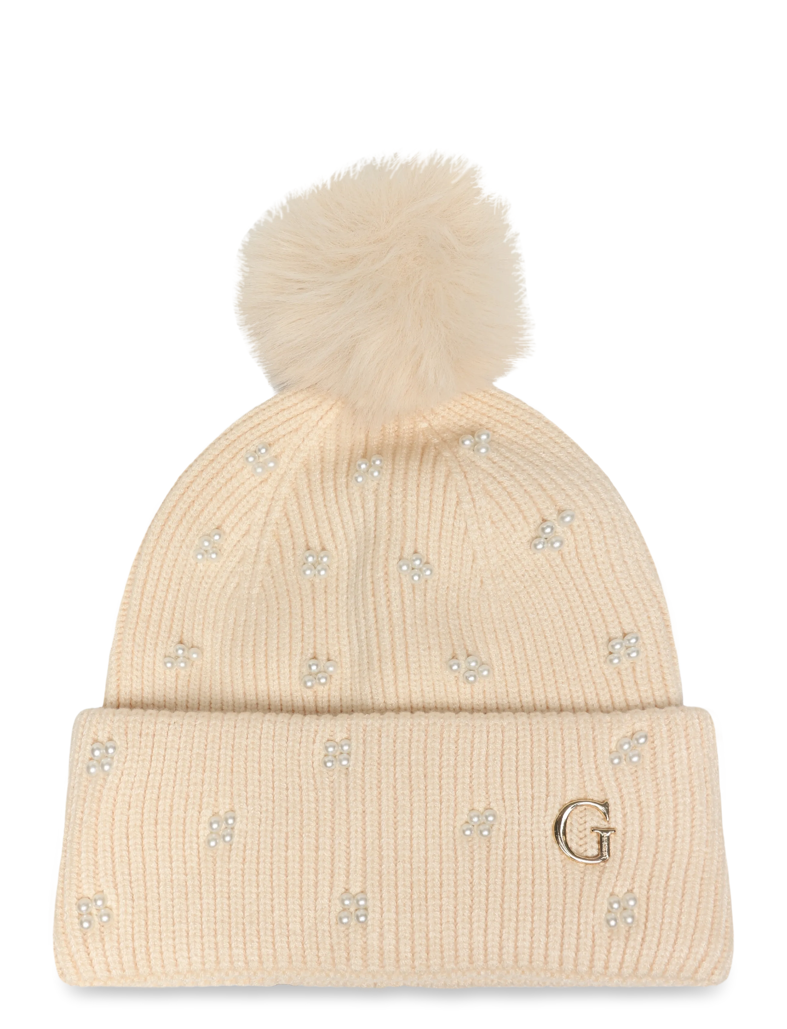 GUESS KNITTED BEANIE - Accessoires - OFF WHITE / cream