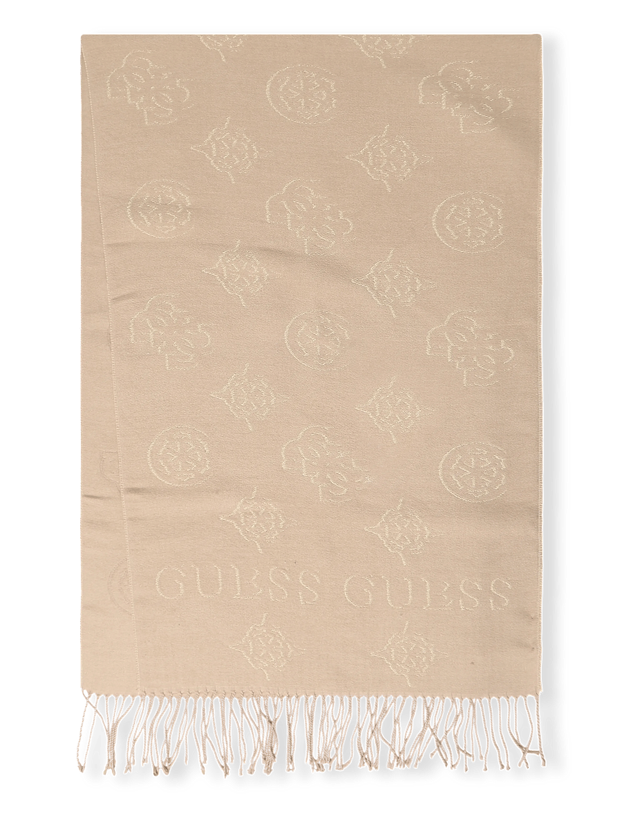 GUESS - CARMELLA 50X175CM JCQURD SCARF - alltags-style - light taupe logo - 0