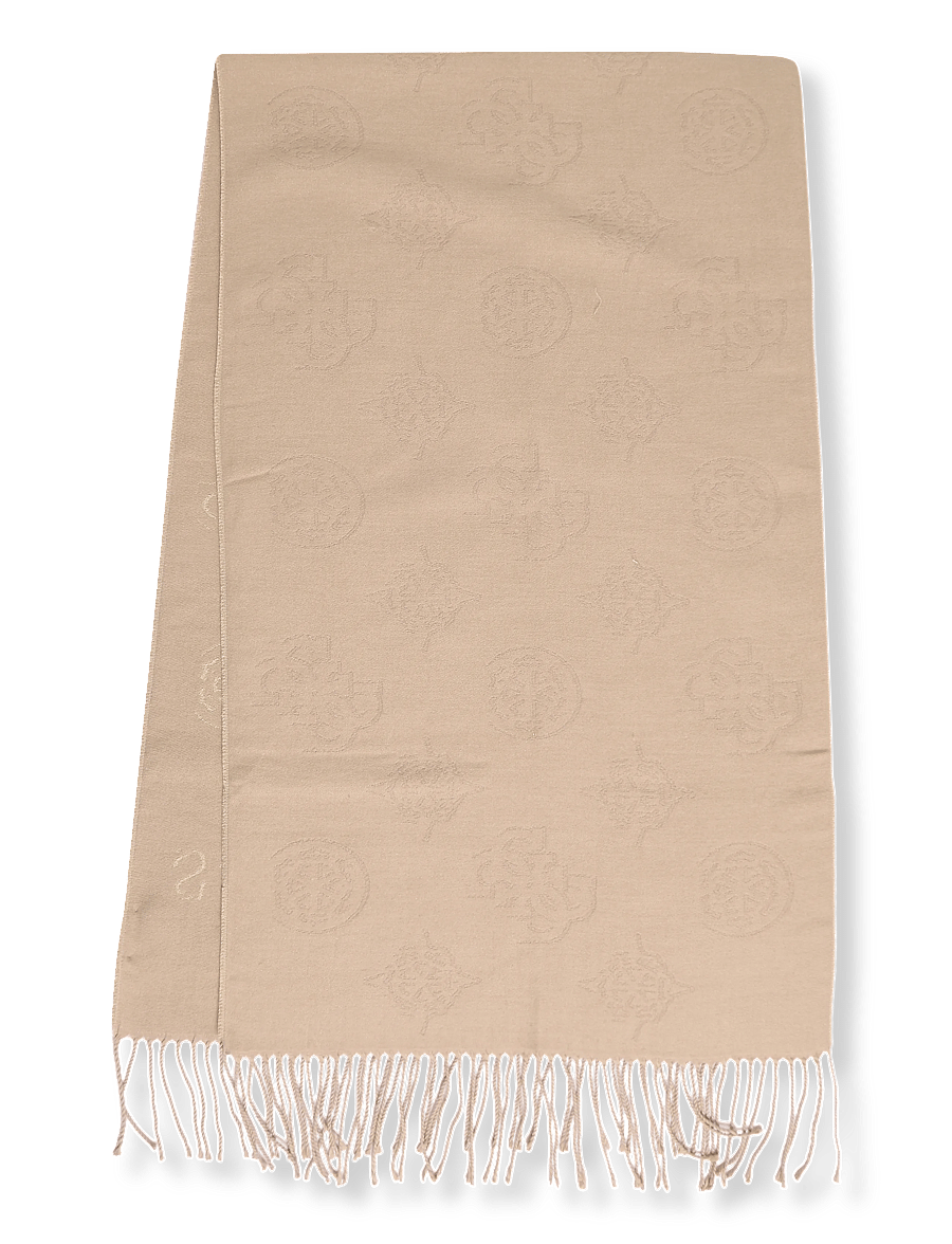 GUESS - CARMELLA 50X175CM JCQURD SCARF - alltags-style - light taupe logo - 1