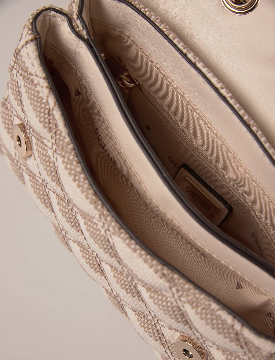GUESS - GIULLY II MINI 2 COMP CVTR FLP - crossbody bags - taupe multi - 5