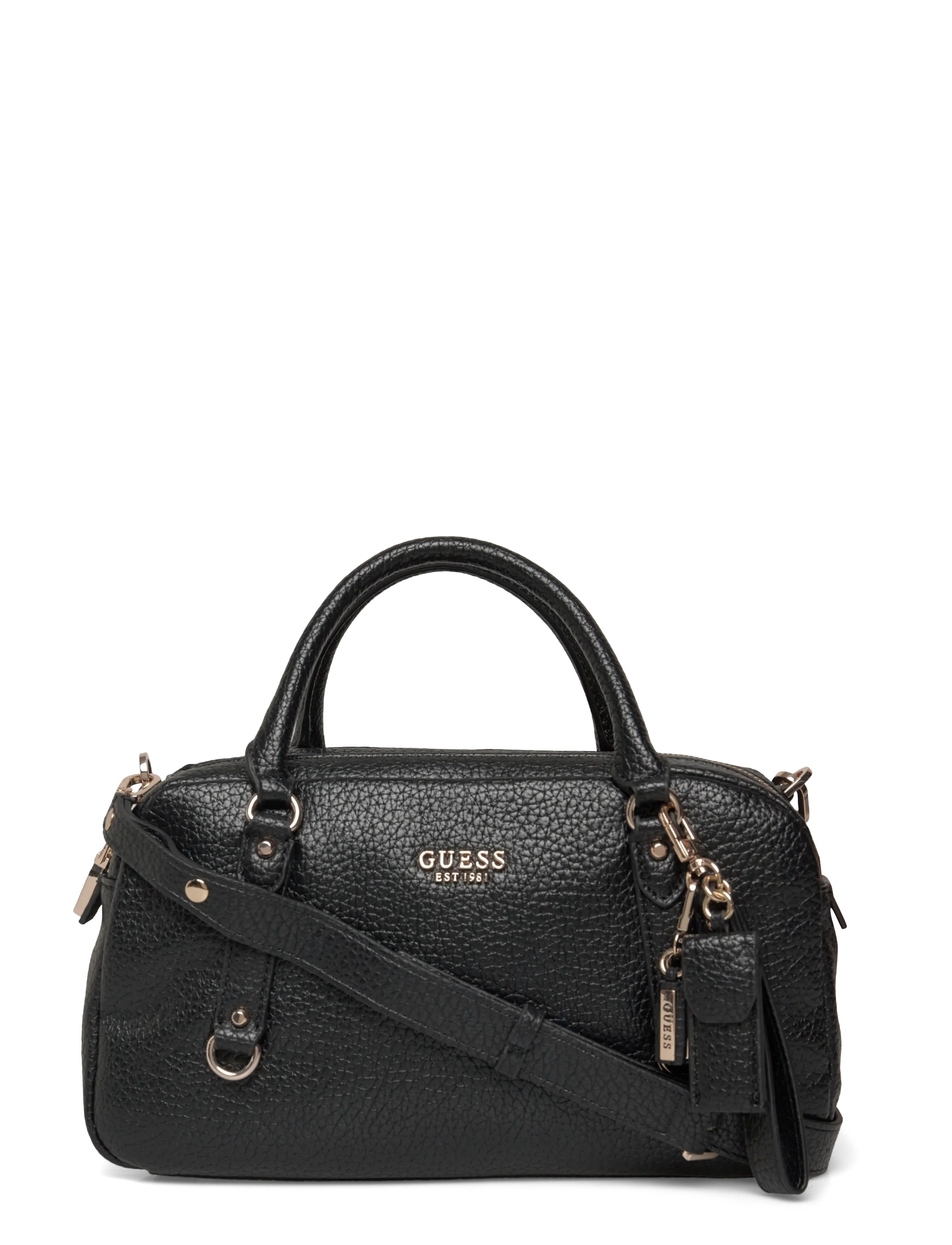 GUESS MARSHA BOX SATCHEL - Väskor - BLACK / black
