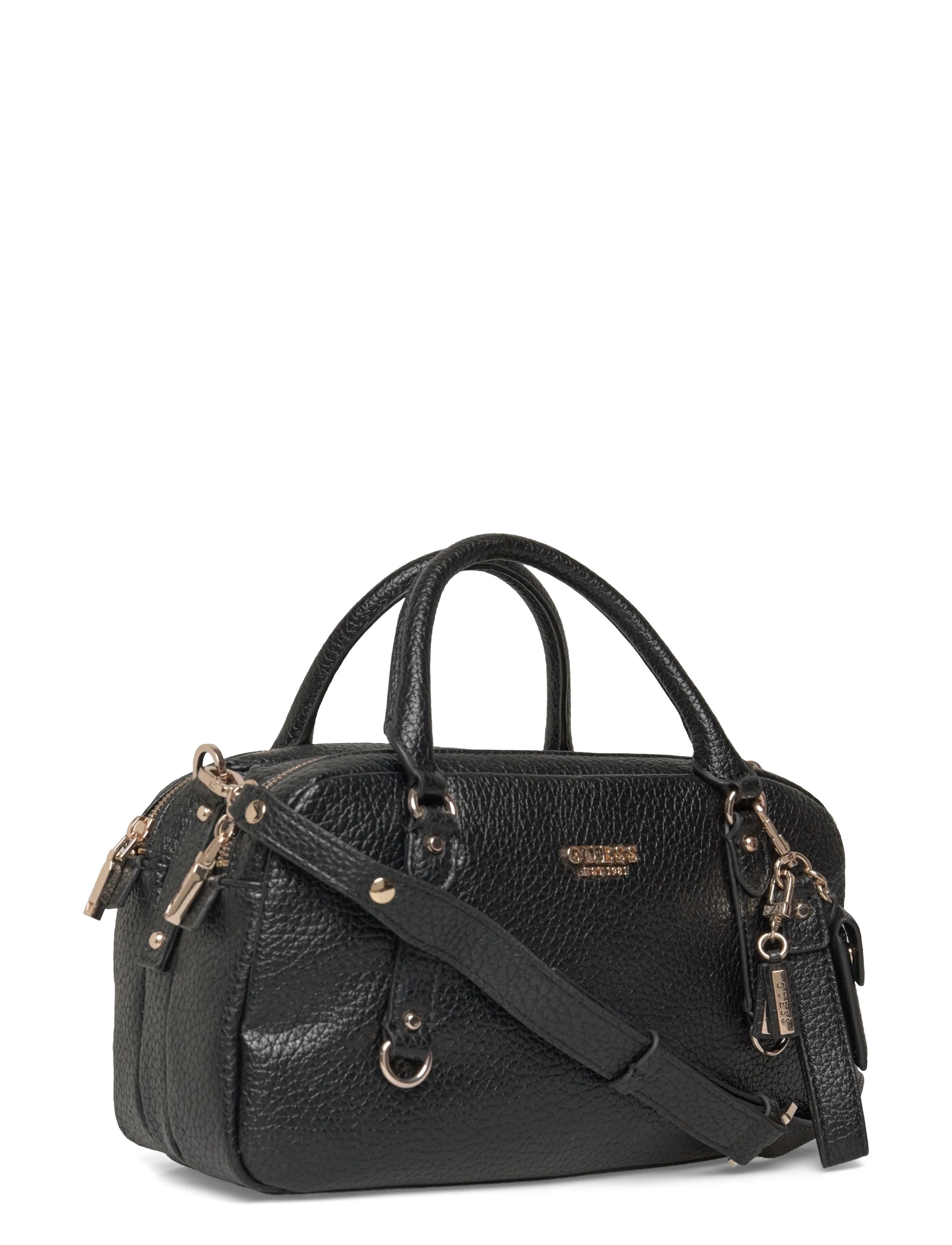 GUESS - MARSHA BOX SATCHEL - festkläder till outletpriser - black - 2