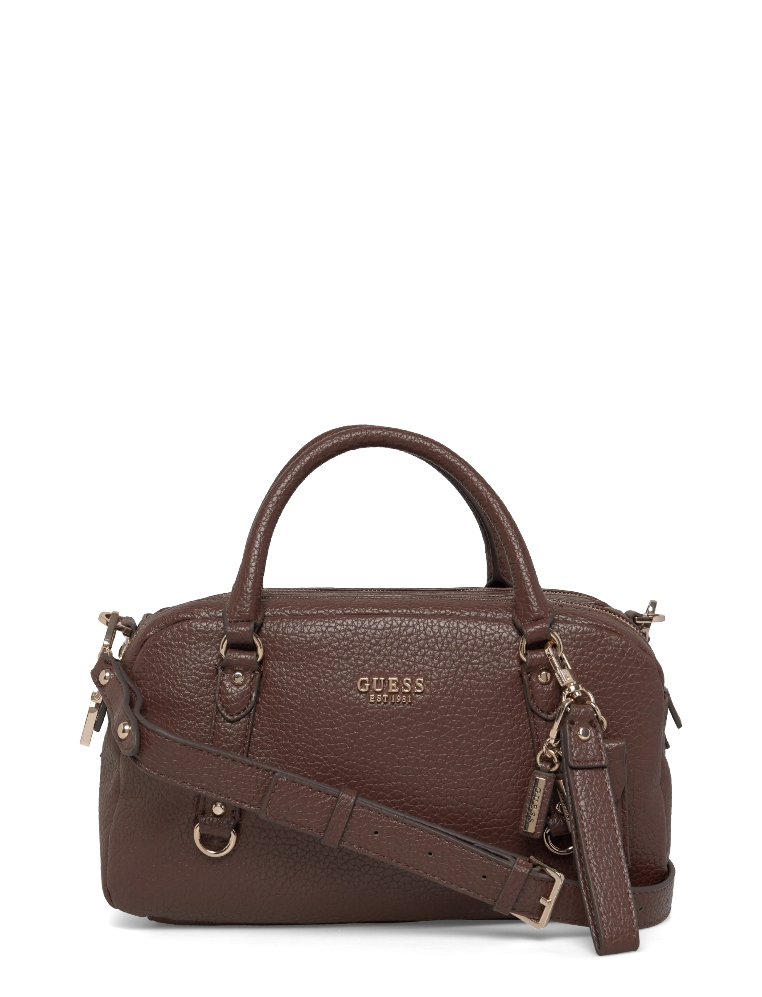GUESS MARSHA BOX SATCHEL - Axelremsväskor - ESPRESSO / brown