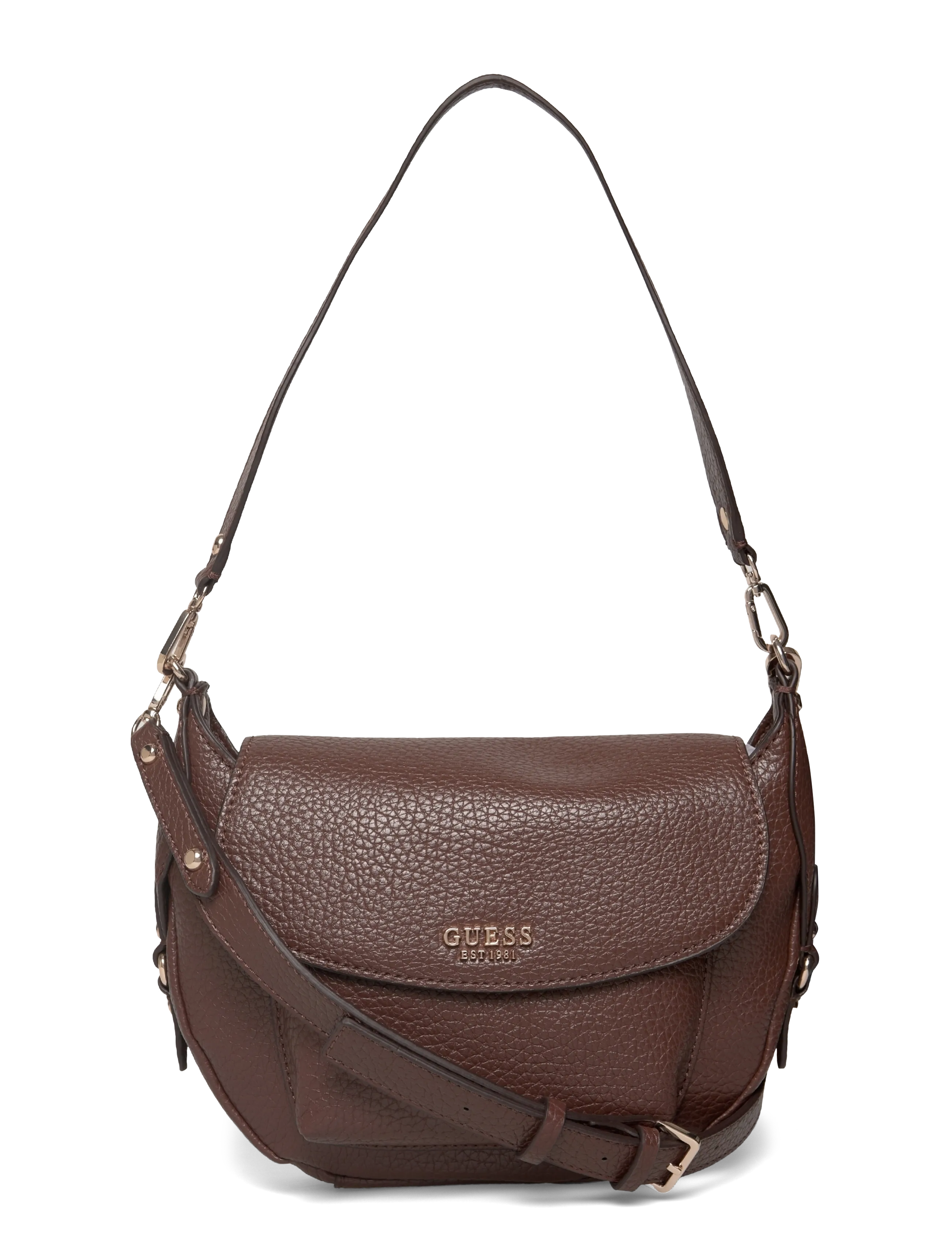 GUESS MARSHA FLAP SHOULDER BAG - GUESS - ESPRESSO / brown