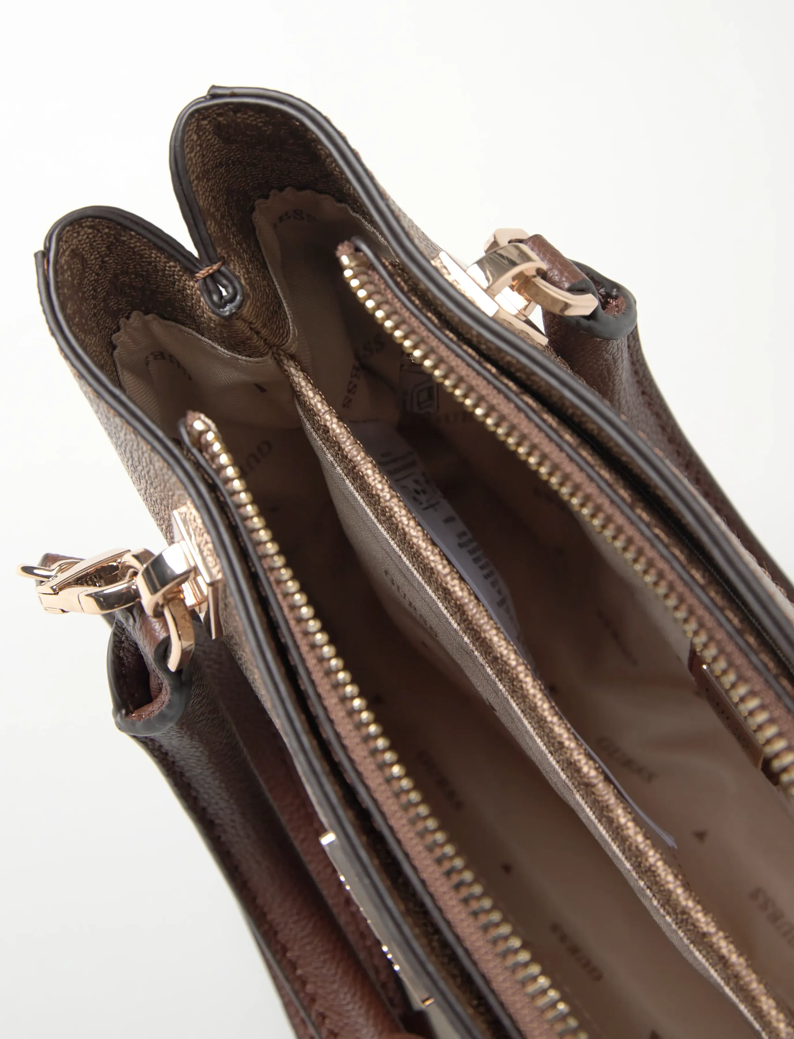 GUESS - NOELLE II SML MULTI COMP STCHL - crossbody bags - latte logo/brown - 5