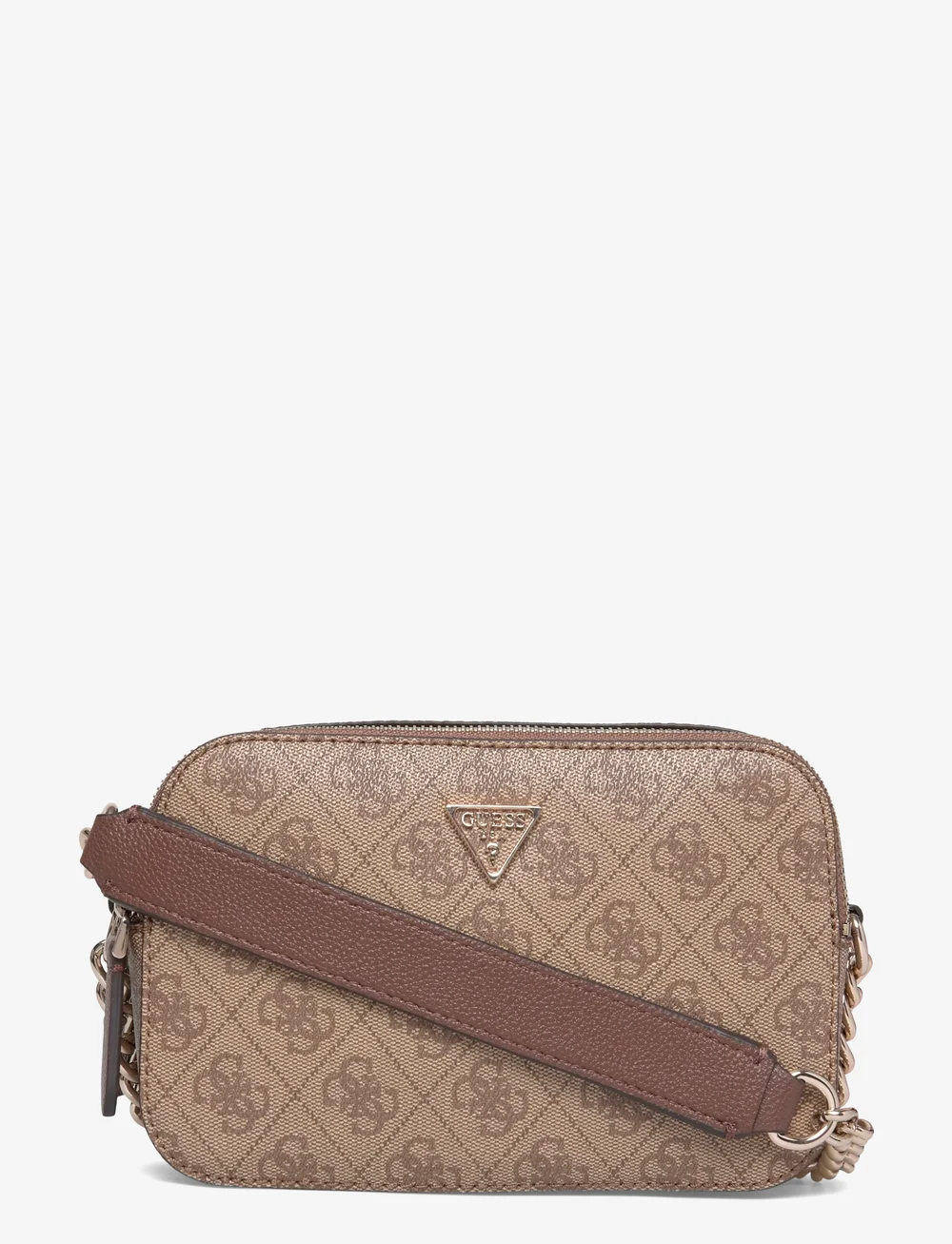 GUESS - NOELLE II CROSSBODY CAMERA - crossbody bags - latte logo/brown - 0