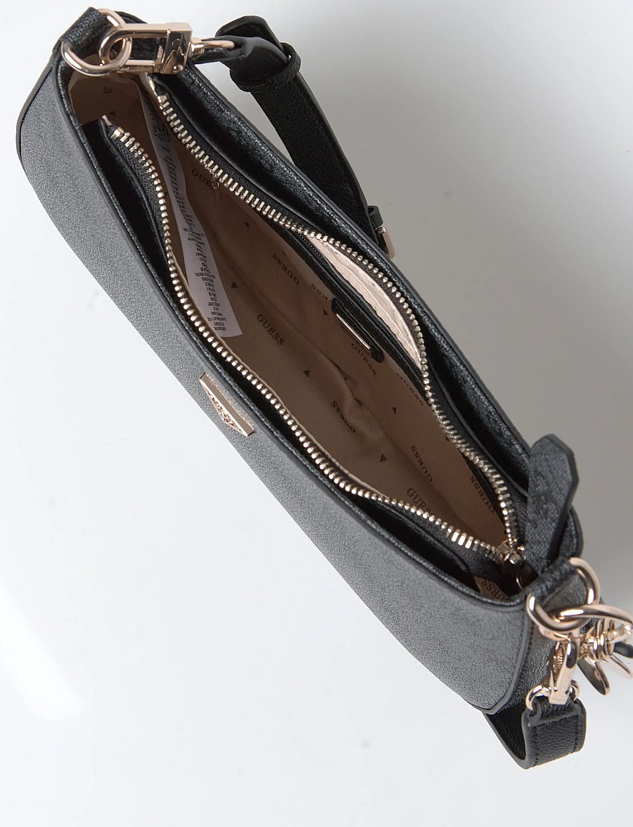 GUESS - NOELLE II TOP ZIP SHOULDER BAG - hverdags stil - coal logo - 4