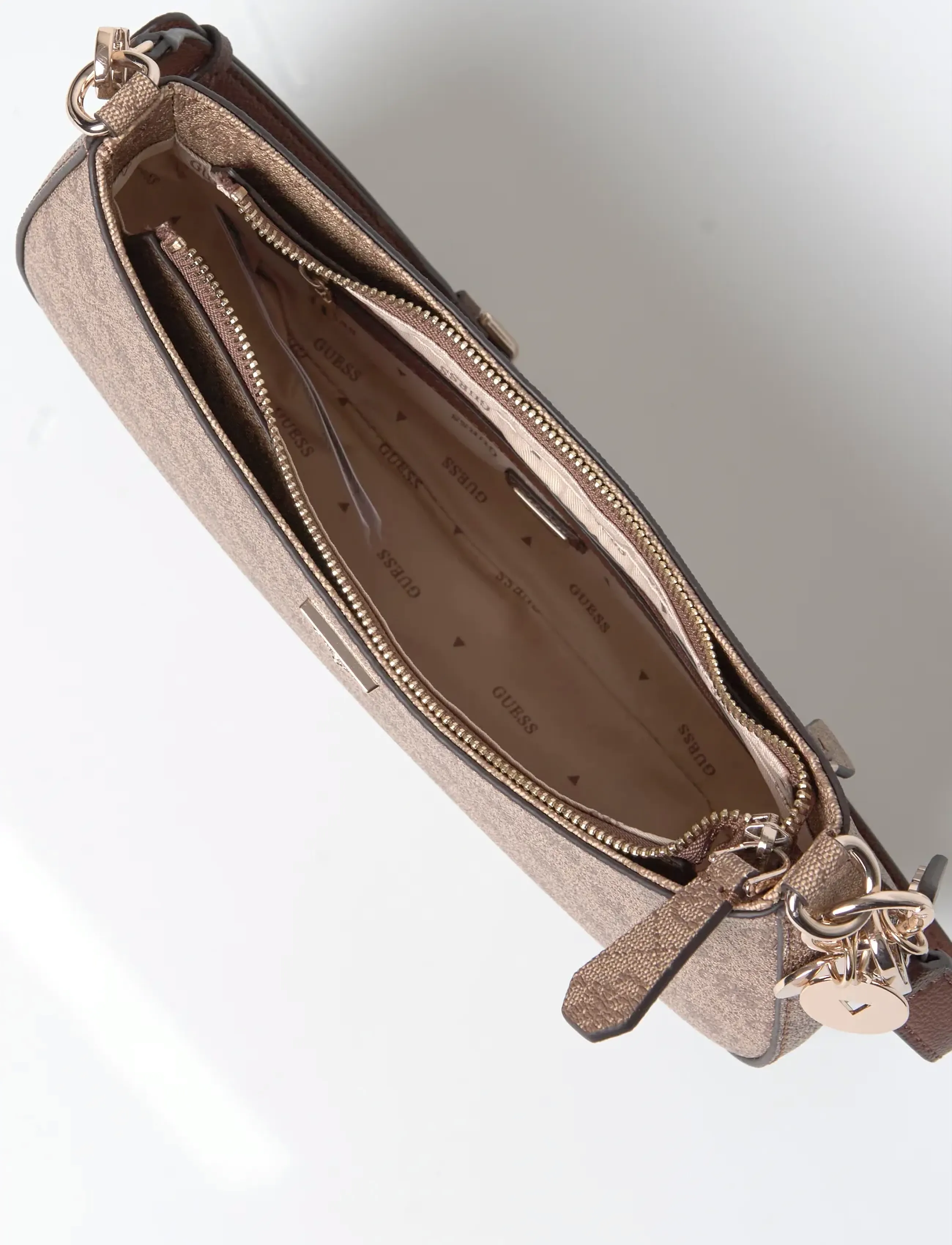 GUESS - NOELLE II TOP ZIP SHOULDER BAG - vardagsstil - latte logo/brown - 4
