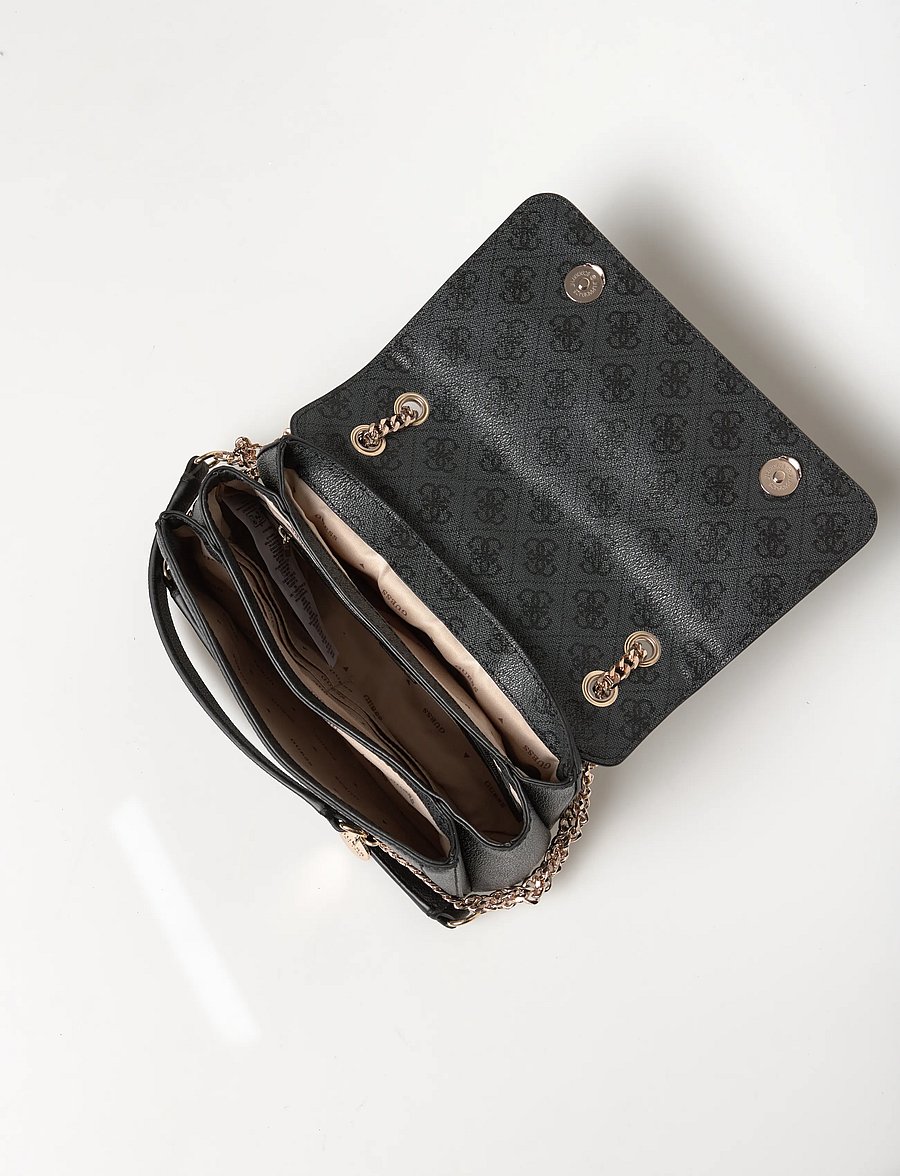 GUESS - NOELLE II CNVRTBLE XBODY FLAP - crossbody tassen - coal logo - 4