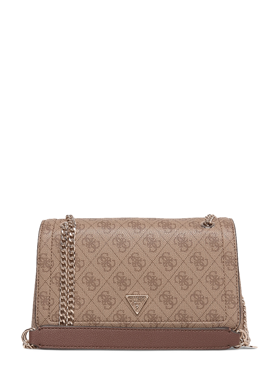 GUESS - NOELLE II CNVRTBLE XBODY FLAP - crossbody bags - latte logo/brown - 0