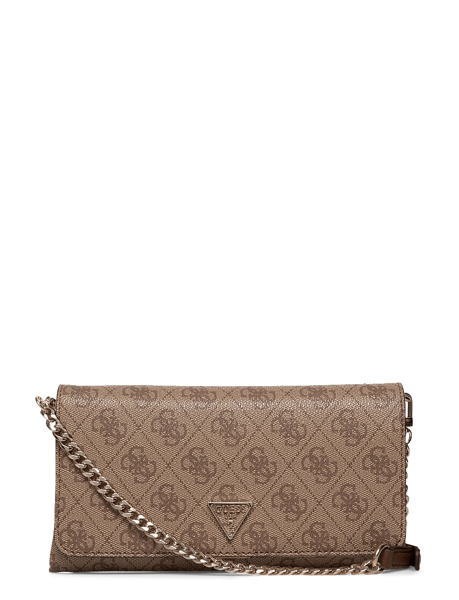 GUESS - NOELLE II XBODY FLAP ORGANIZER - crossbody bags - latte logo/brown - 0