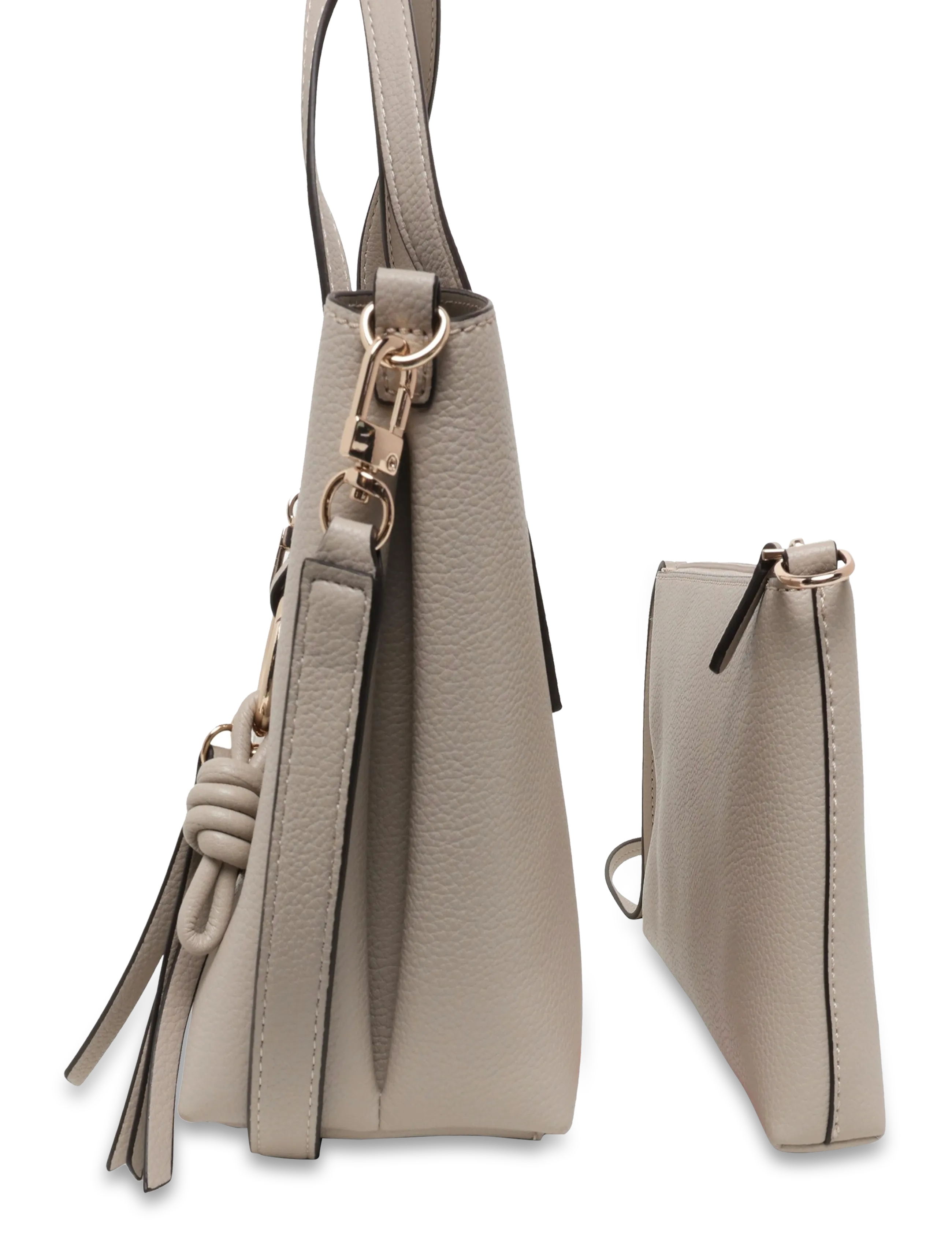 GUESS - MELODY 2 IN 1 SATCHEL - light taupe - 2