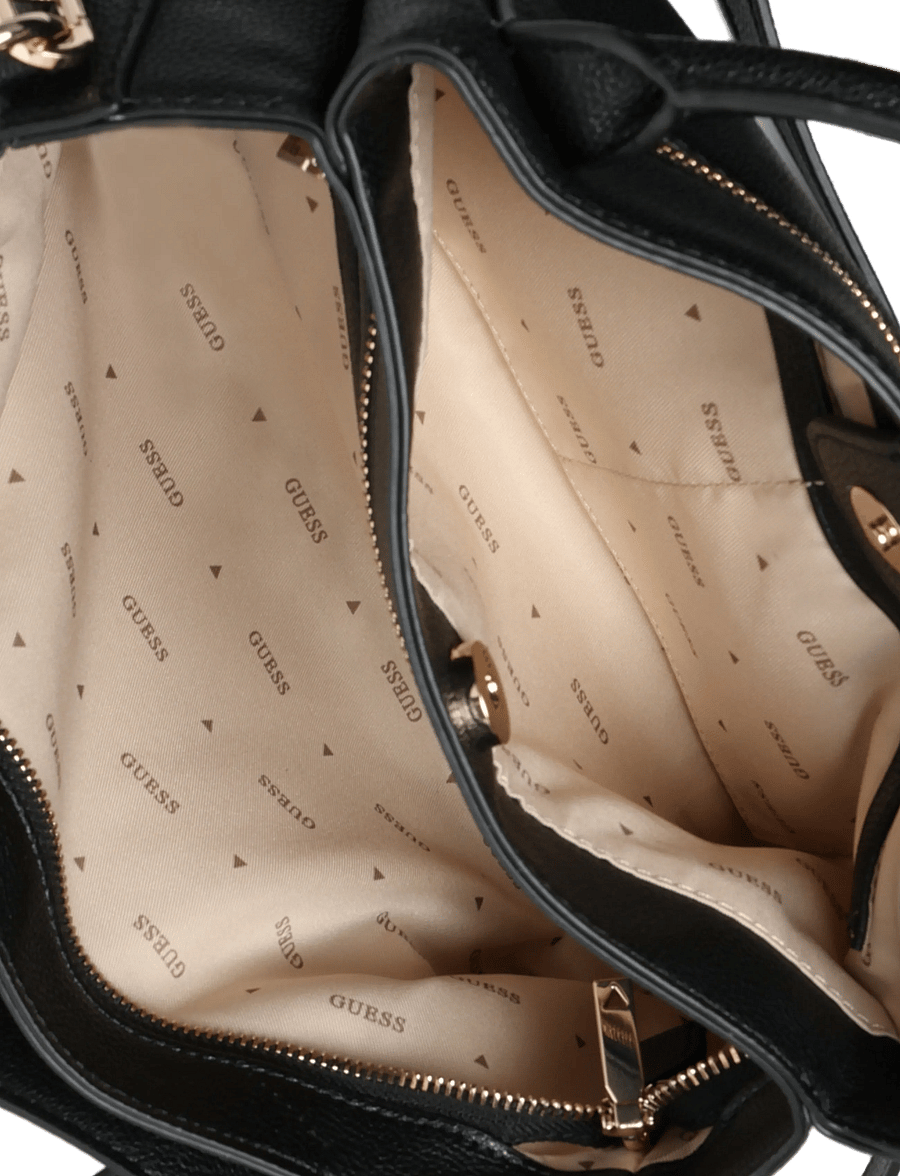 GUESS - CAMELIA 3 COMP SATCHEL - handbags - black - 4