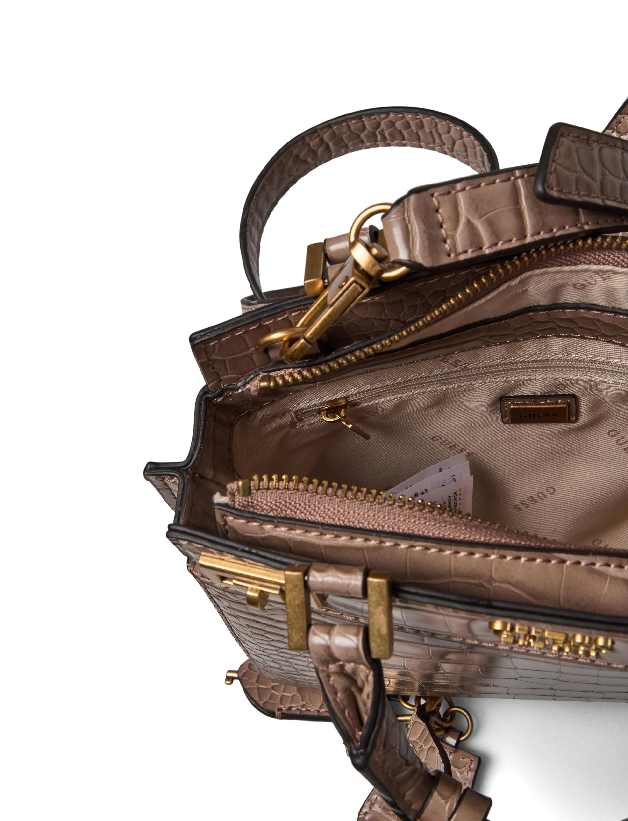 GUESS - KATEY CROC MINI SATCHEL - light rum - 3