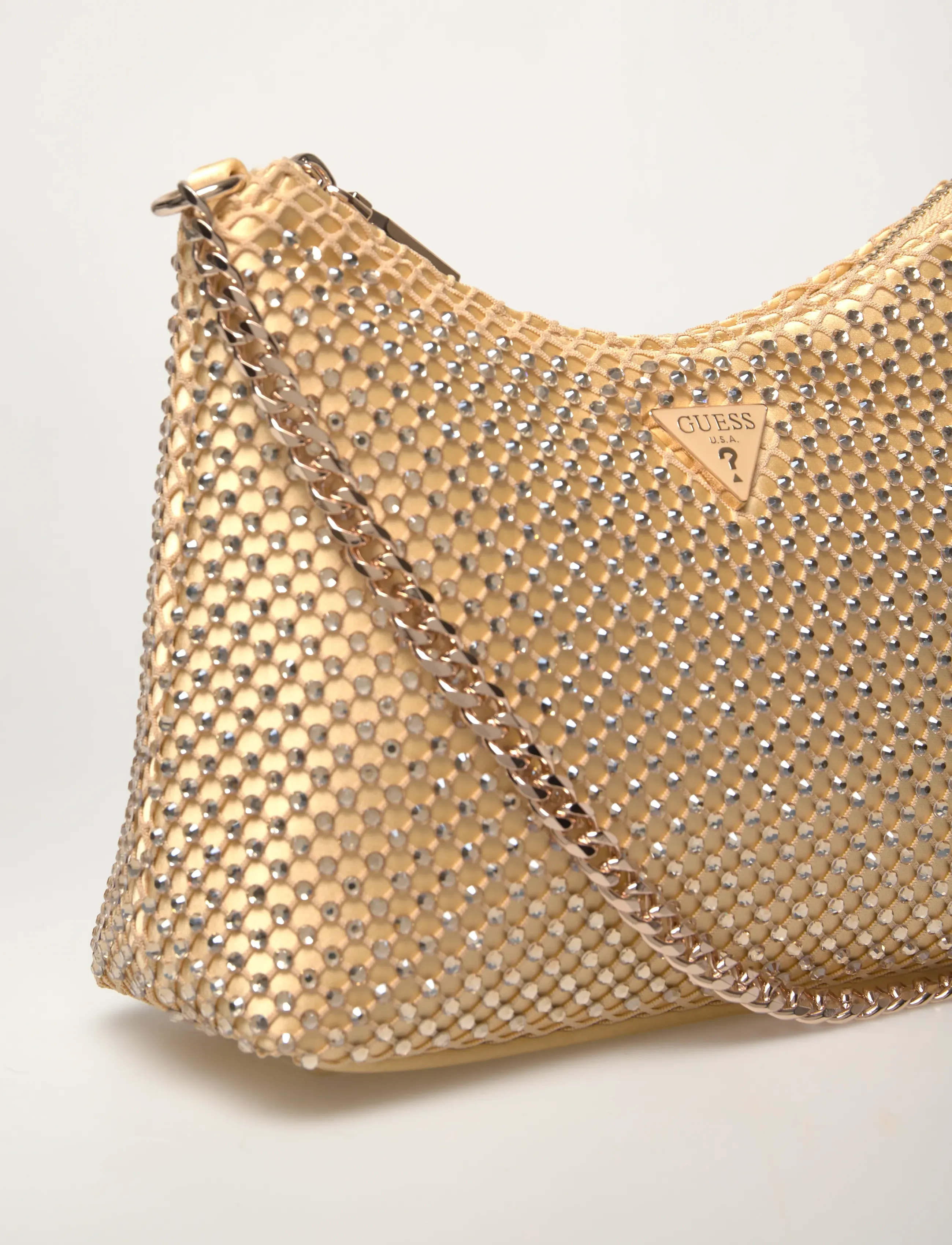 GUESS - ZALINA TOP ZIP SHOULDER BAG - olkalaukut - gold - 3
