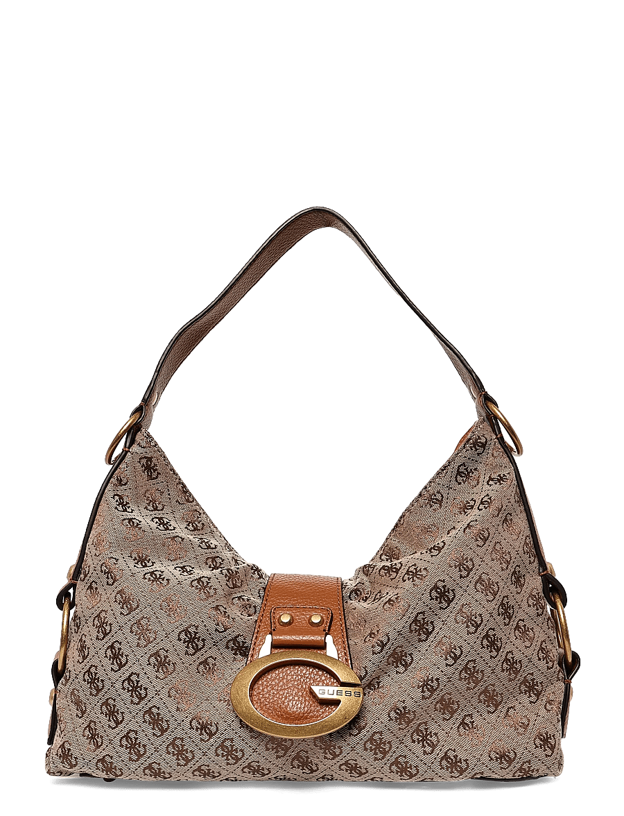 GUESS - CAMDEN SHOULDER BAG - shoulder bags - latte logo/cognac - 0