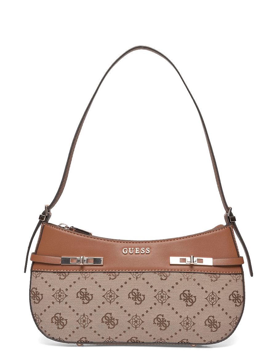 GUESS - MELINDA LOGO SHOULDER BAG - alltags-style - latte logo - 0