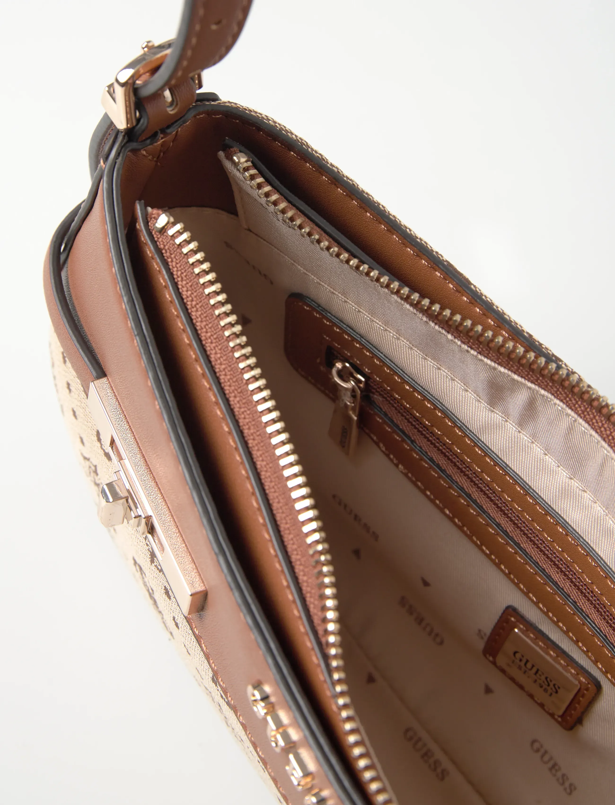GUESS - MELINDA LOGO SHOULDER BAG - everyday style - latte logo - 5