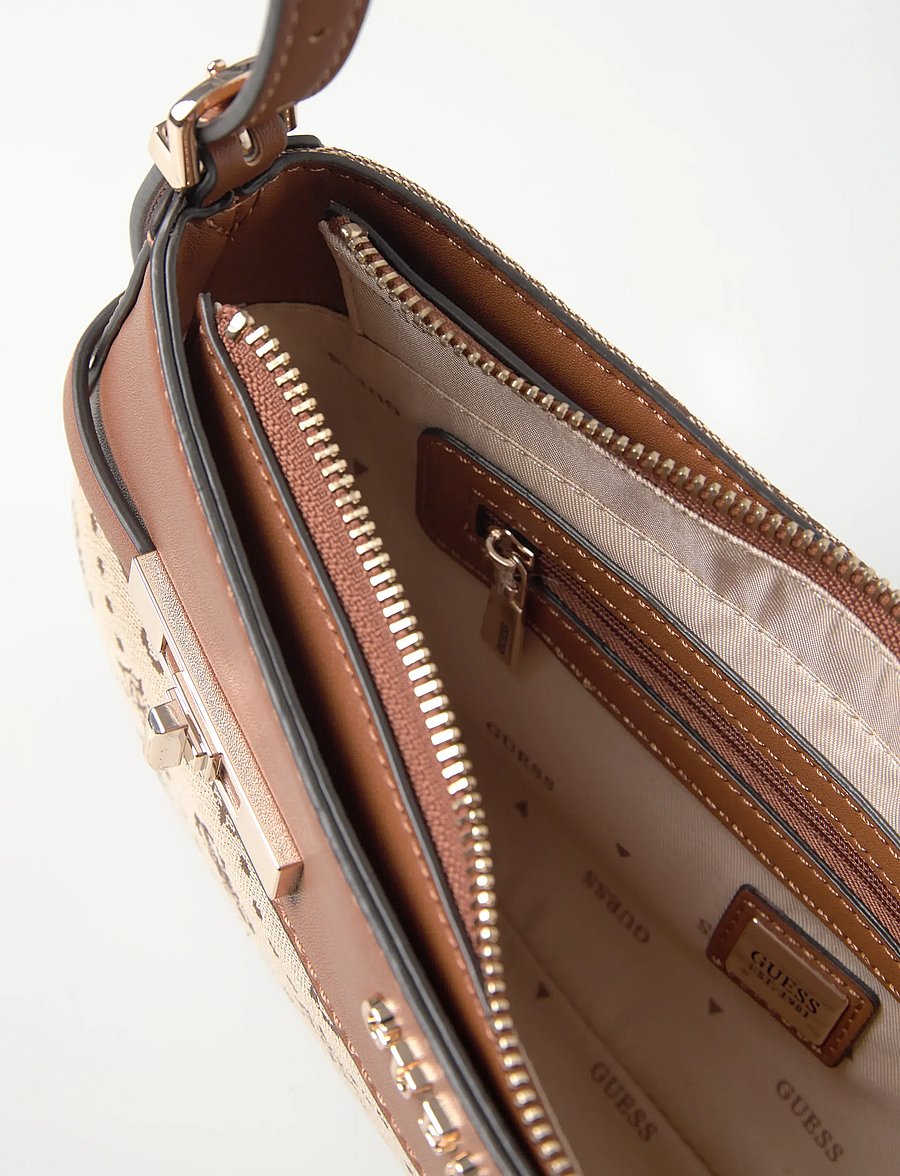 GUESS - MELINDA LOGO SHOULDER BAG - alltags-style - latte logo - 5