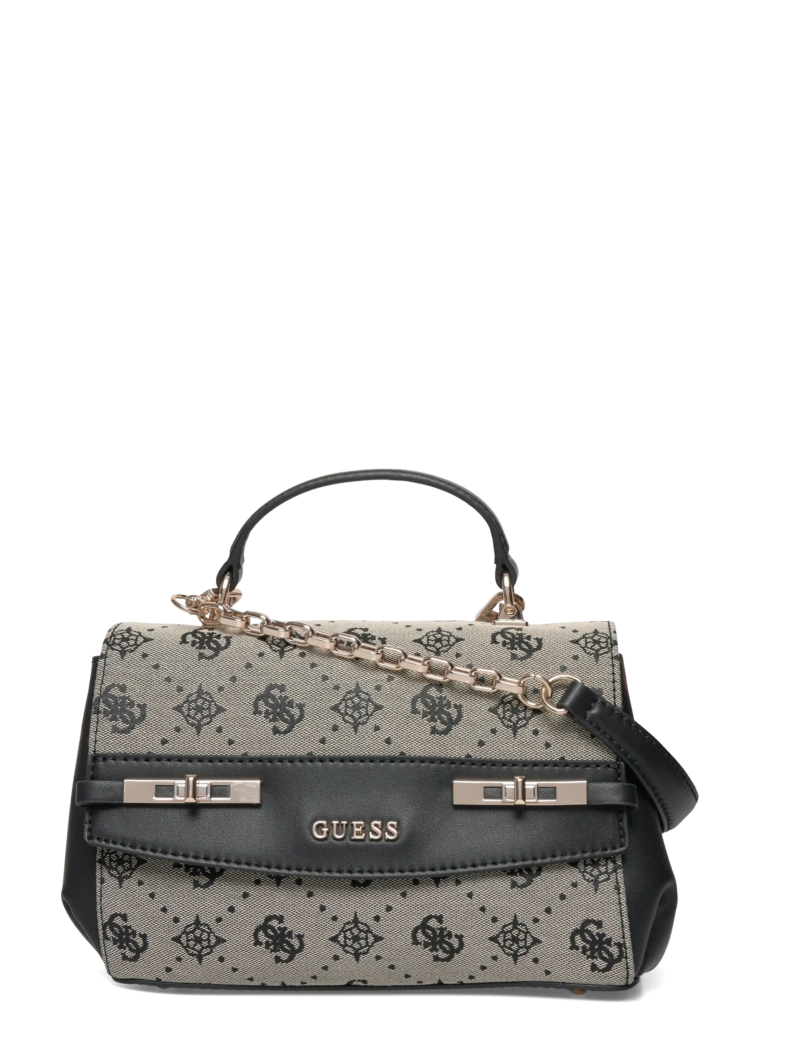 GUESS MELINDA LOGO TOP HANDLE FLAP - Torby - BLACK LOGO / black