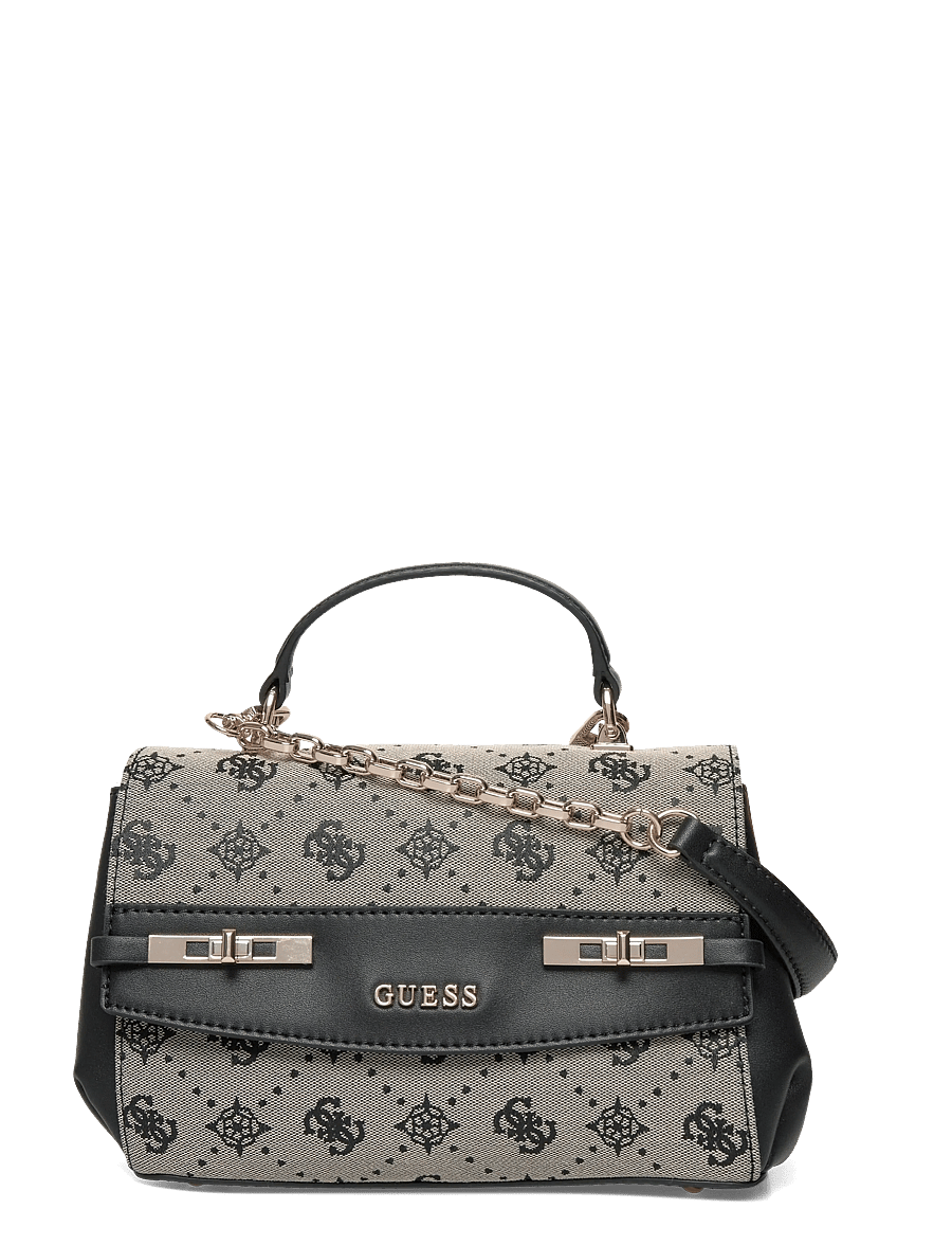 GUESS - MELINDA LOGO TOP HANDLE FLAP - crossbody bags - black logo - 0