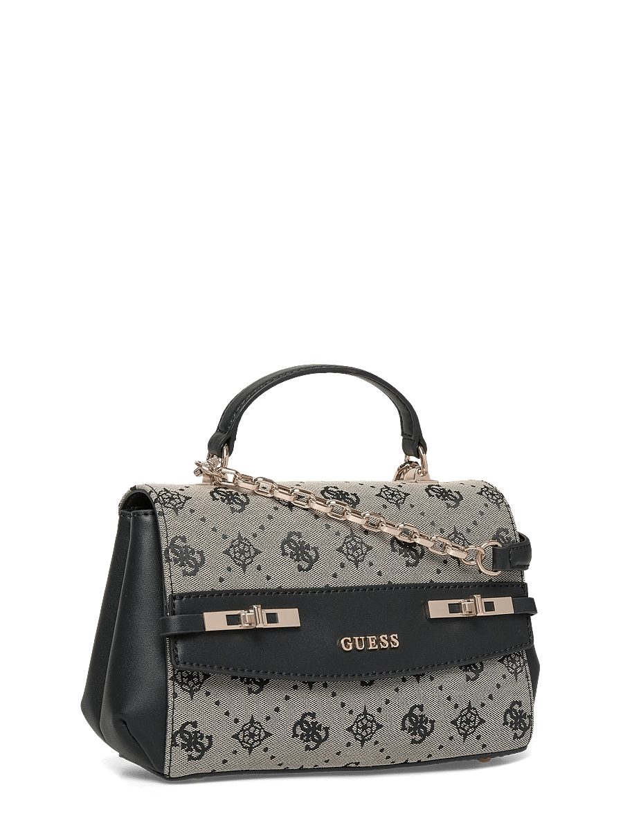 GUESS - MELINDA LOGO TOP HANDLE FLAP - crossbody bags - black logo - 2