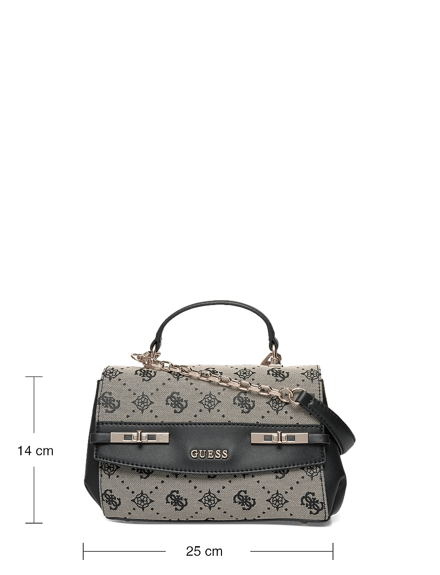 GUESS - MELINDA LOGO TOP HANDLE FLAP - crossbody bags - black logo - 3