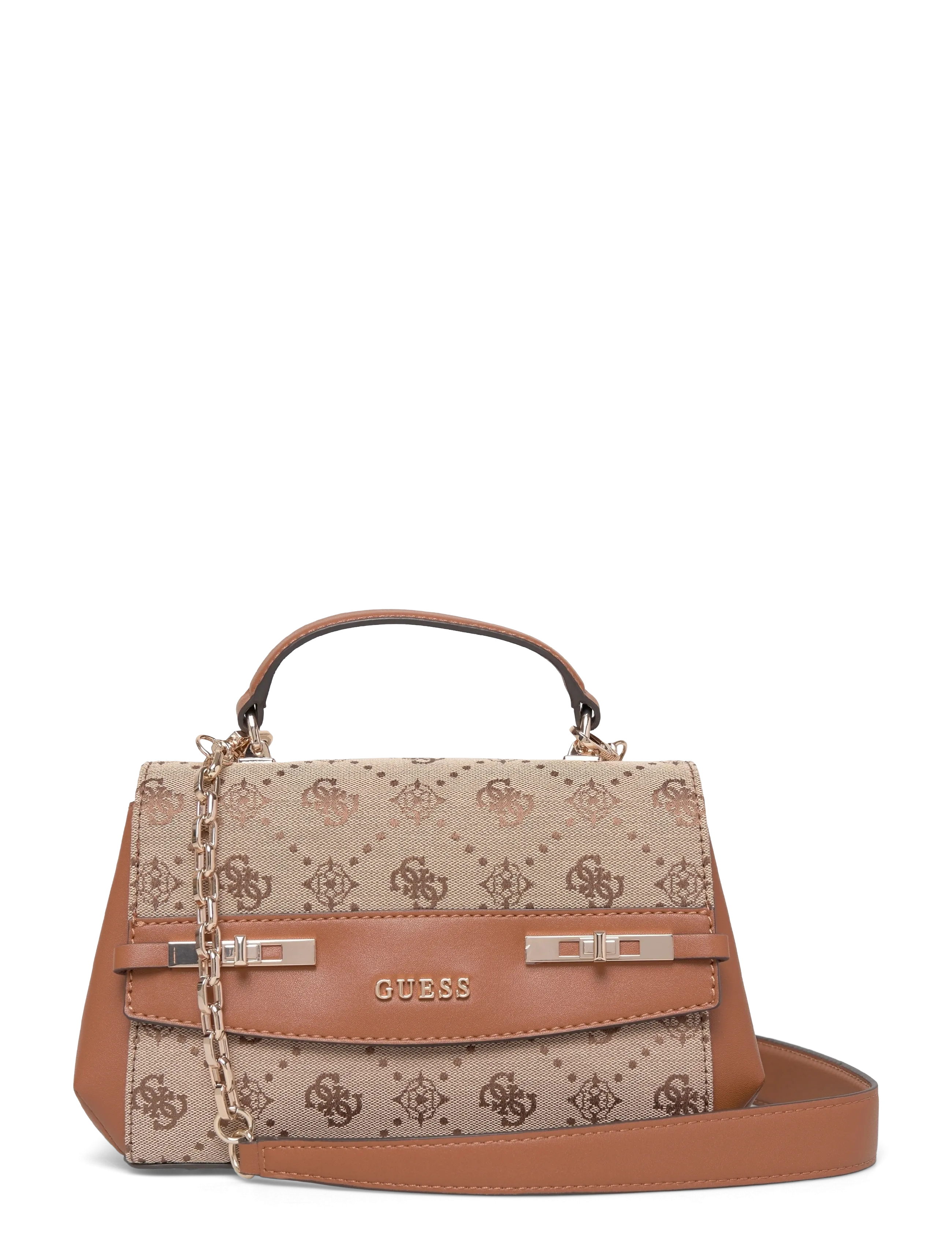 GUESS MELINDA LOGO TOP HANDLE FLAP - Torby - LATTE LOGO / brown