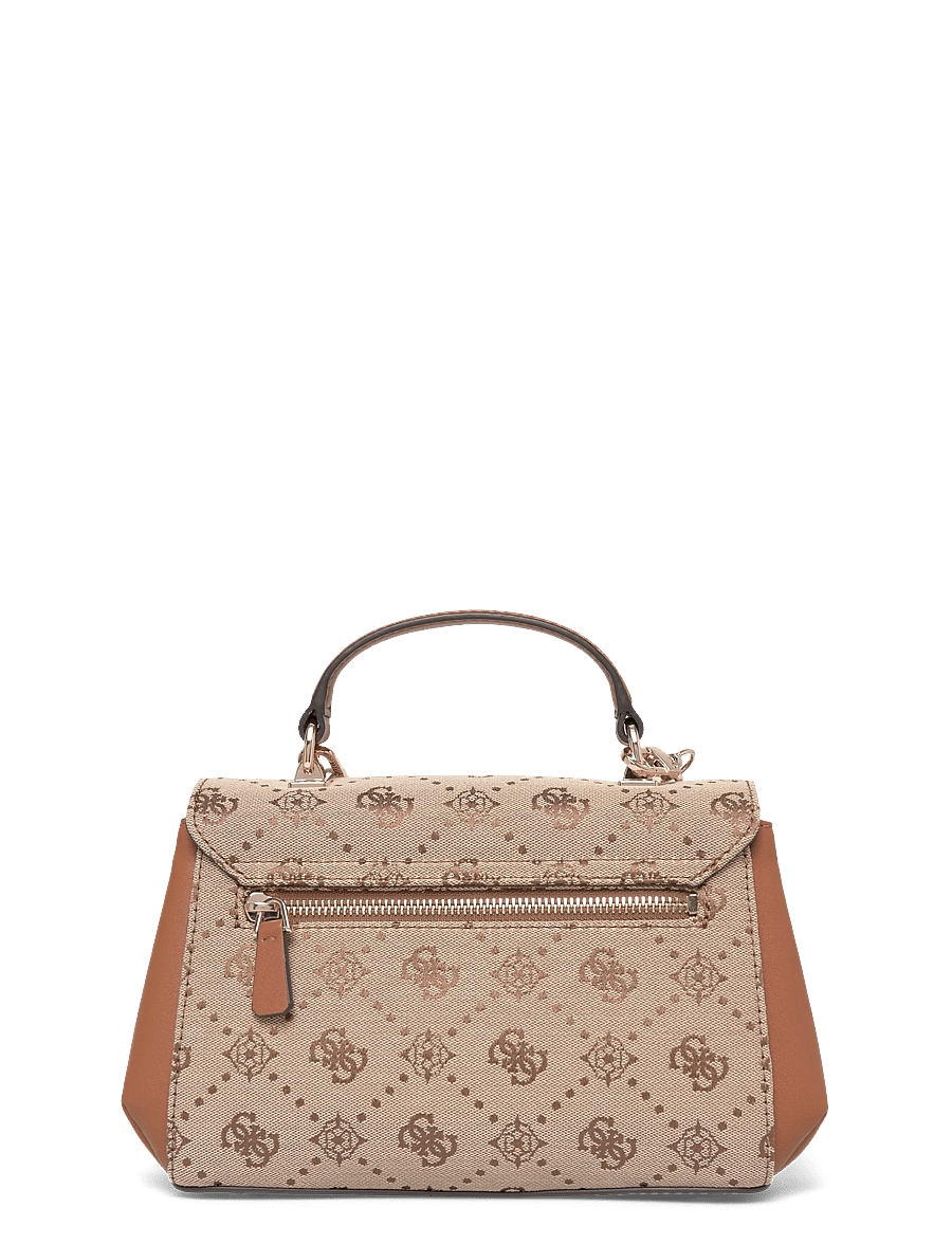 GUESS - MELINDA LOGO TOP HANDLE FLAP - crossbody bags - latte logo - 1