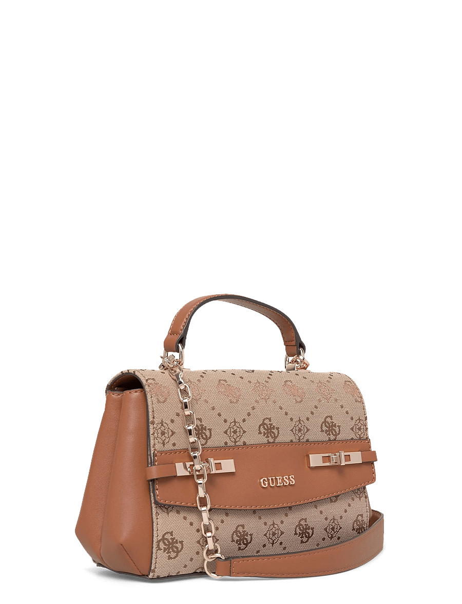 GUESS - MELINDA LOGO TOP HANDLE FLAP - crossbody bags - latte logo - 2