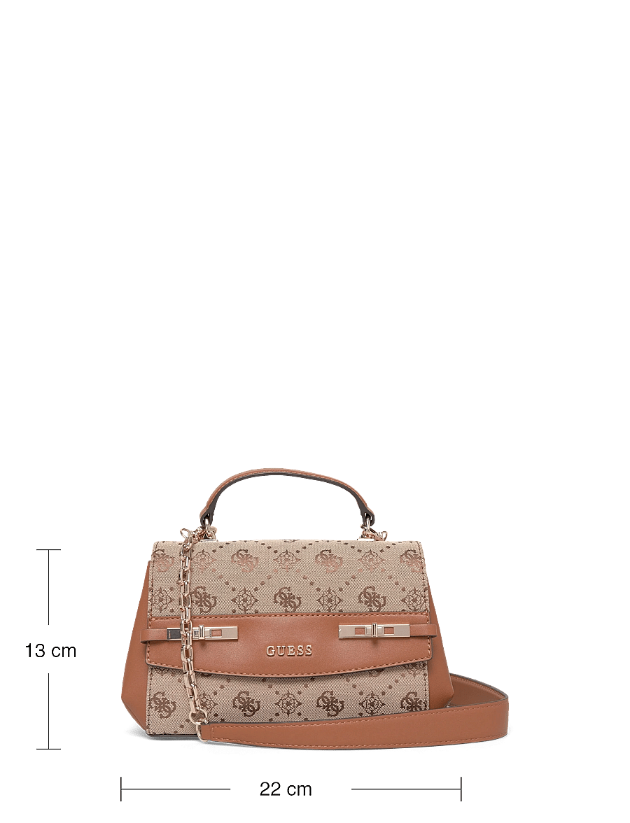 GUESS - MELINDA LOGO TOP HANDLE FLAP - crossbody bags - latte logo - 3