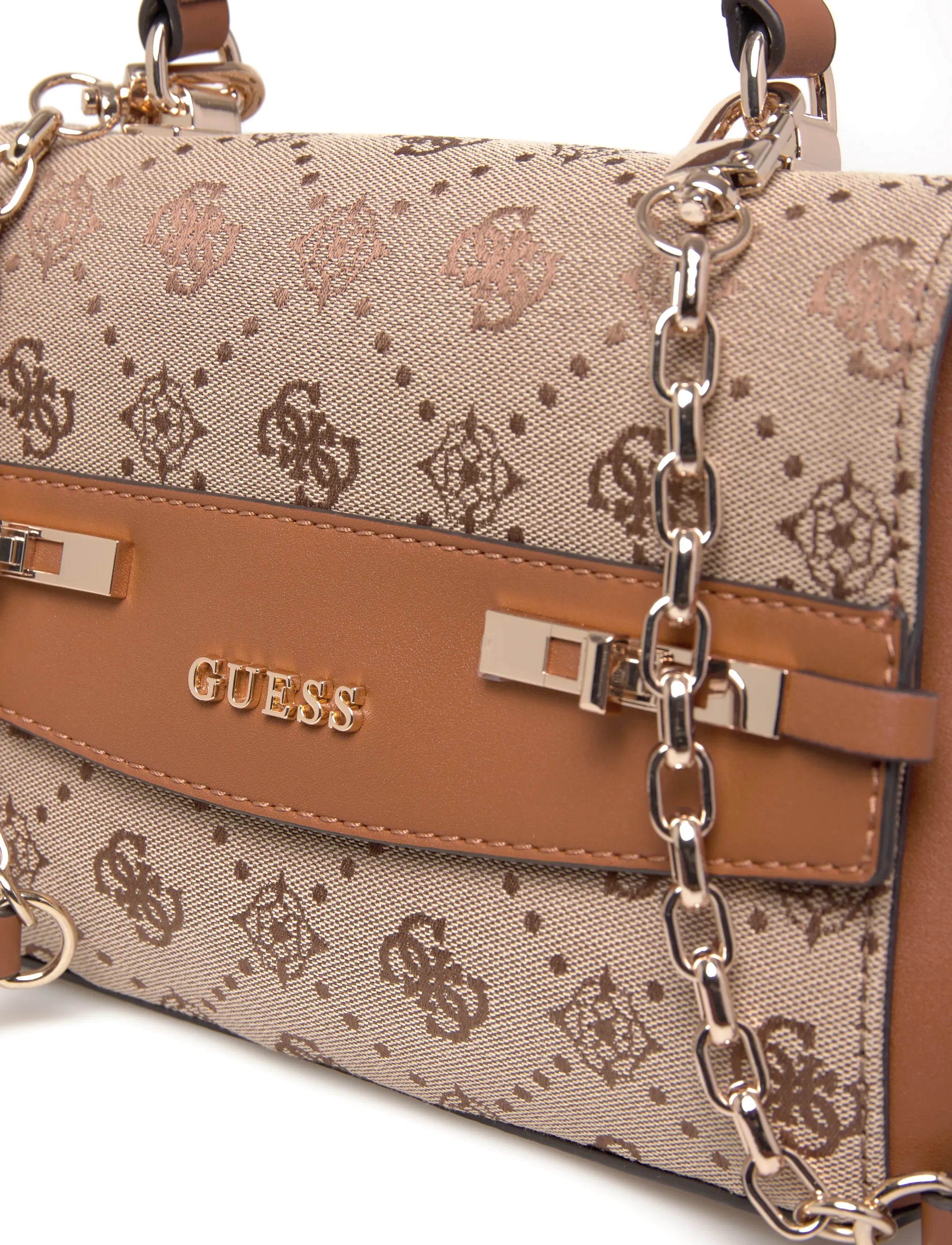 GUESS - MELINDA LOGO TOP HANDLE FLAP - vardagsstil - latte logo - 4