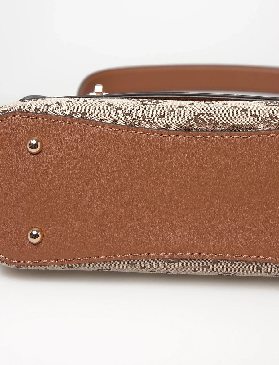 GUESS - MELINDA LOGO TOP HANDLE FLAP - crossbody bags - latte logo - 5