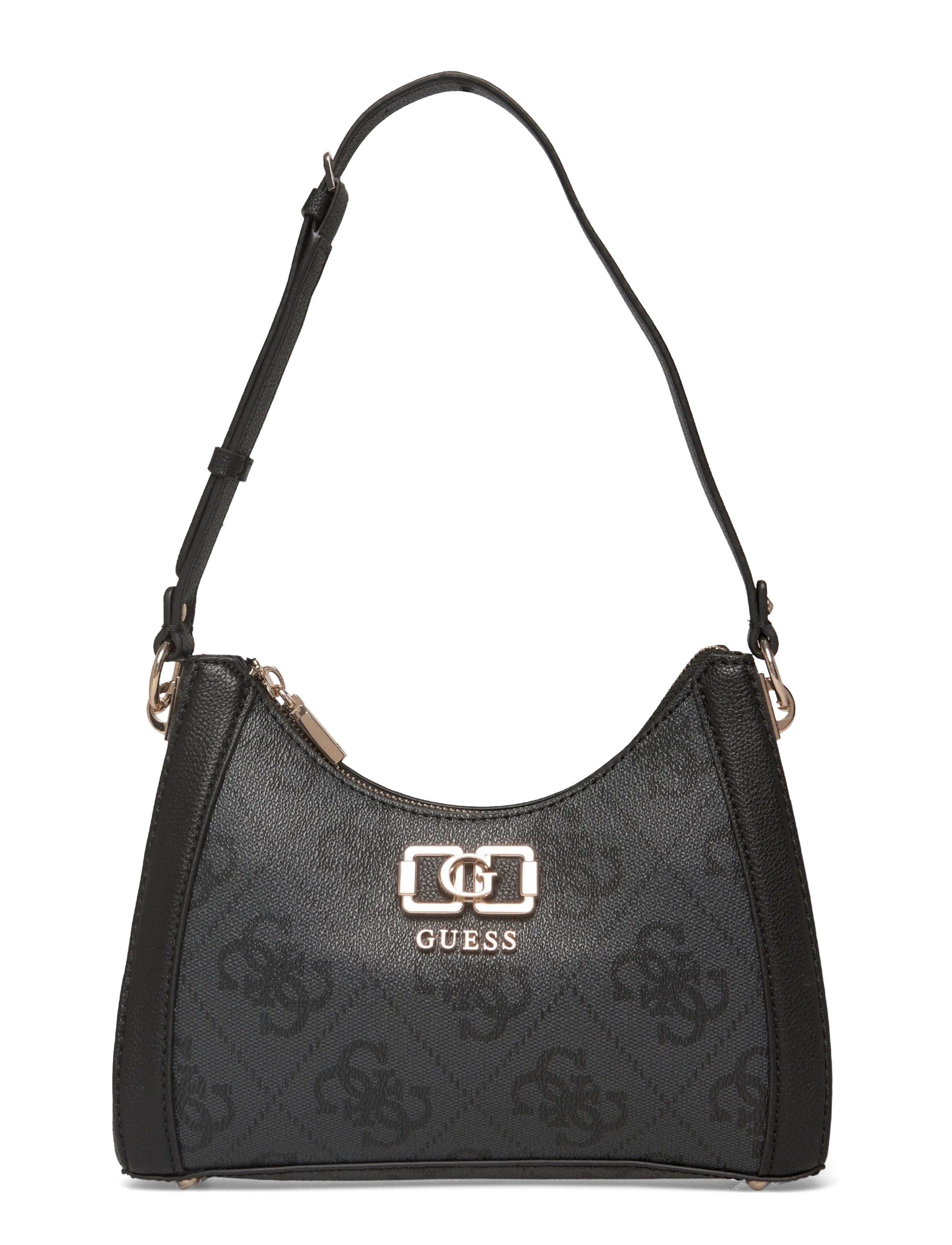 GUESS KARNILLA LOGO SHOULDER BAG - Axelremsväskor - COAL LOGO / black