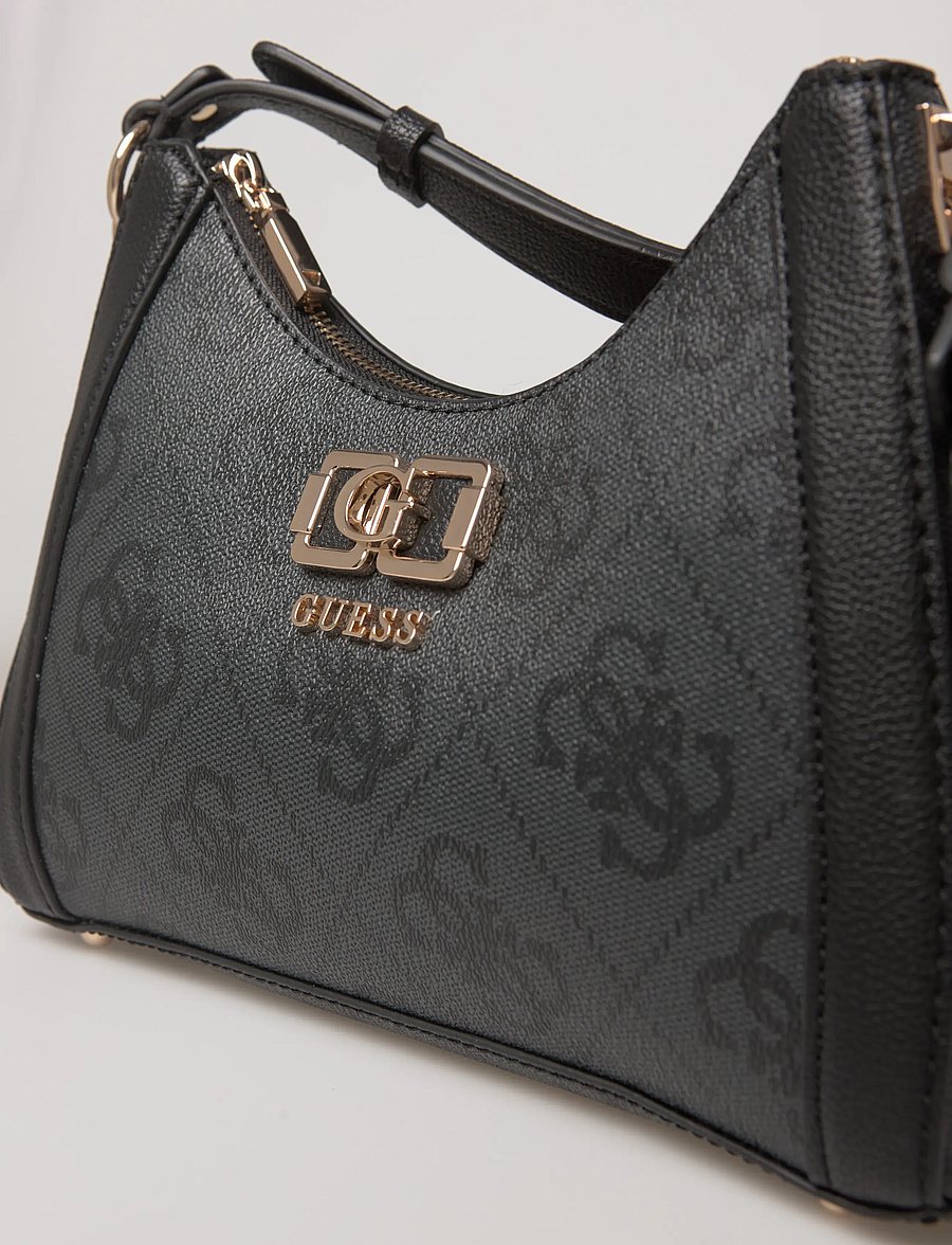 GUESS - KARNILLA LOGO SHOULDER BAG - skuldertasker - coal logo - 4