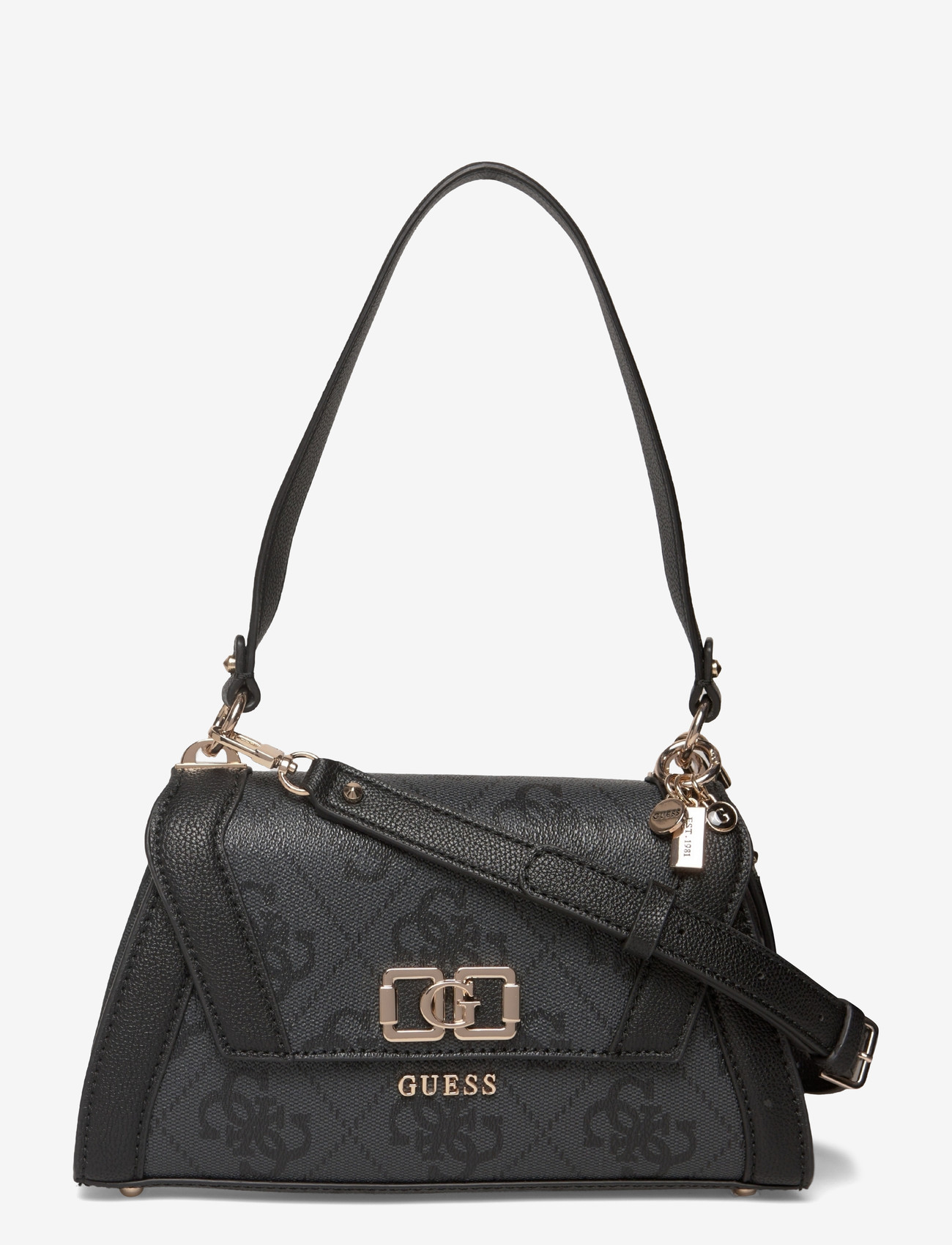 GUESS - KARNILLA LOGO FLAP SHLDR BAG - coal logo - 0